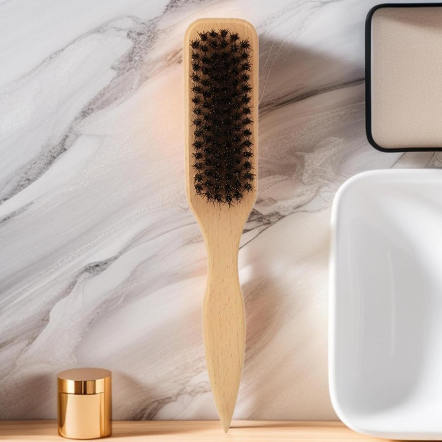 1 Hair Brush, Anti-Static Smooth Back Brush, Natural Boar Bristle Hair Brush, Suitable for Men and Women, Hair and Beard Styling image number 1