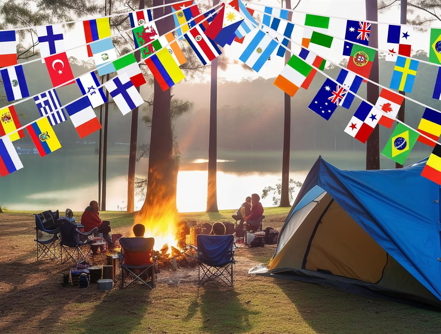 100 Countries International String Flag,World Country Flags Bunting Banner,Small Mini National Bunting Flags Banner Decoration for School, Sports Events, Grand Opening, Party(95Ft) - 200 Countries image number 3