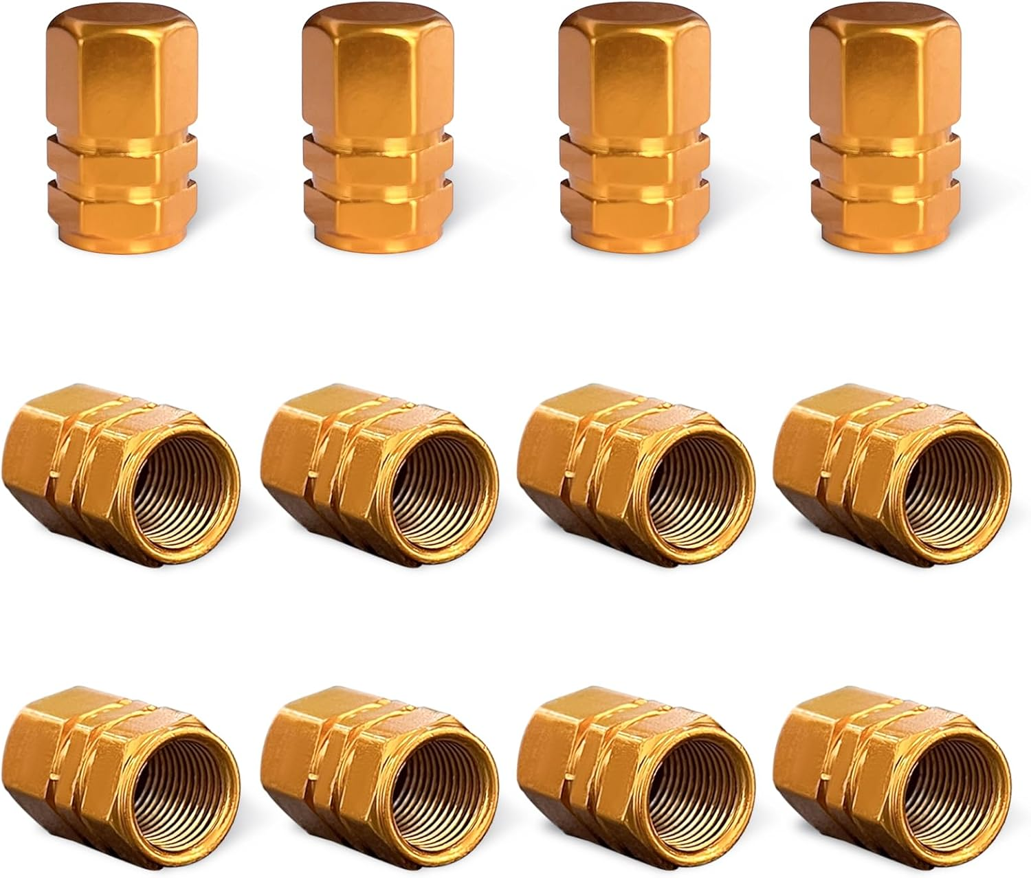 Ziciner 12 PCS Car Tire Valve Stem Caps, Aluminum Alloy Wheel Valve Covers with Rubber O-Ring, Corrosion Resistant Leak-Proof Tire Air Cap Set, Universal for SUV, Truck, Motorcycle, Bike (Light Blue)