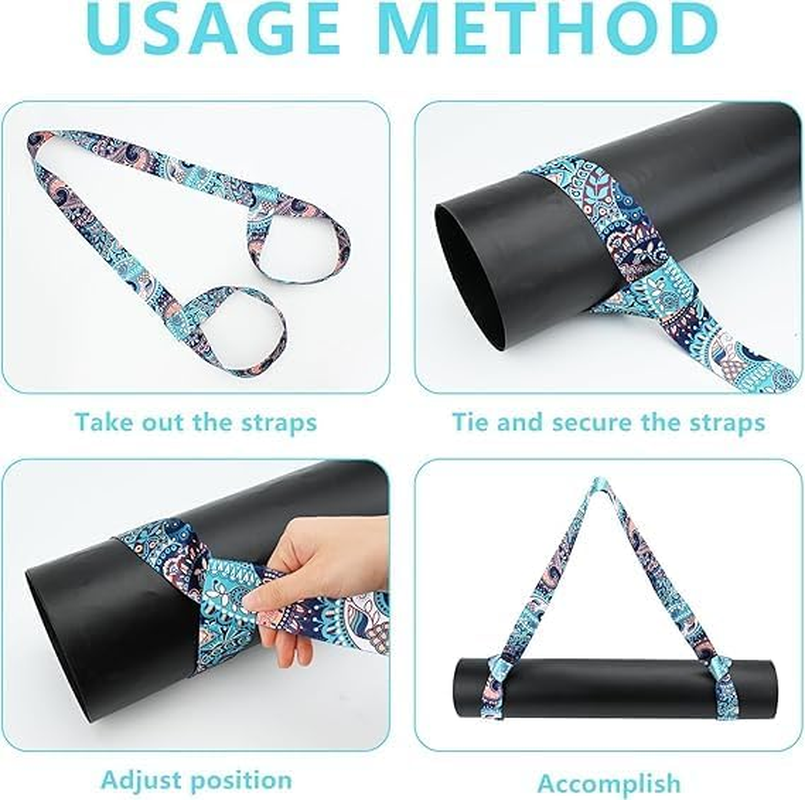 2Pcs Yoga Mat Carrier Stretching Straps, Yoga Mat Strap Sling Mat Carrier Stretching Sling Holder, Adjustable Yoga Mat Strap Easy to Carry Hands image number 4