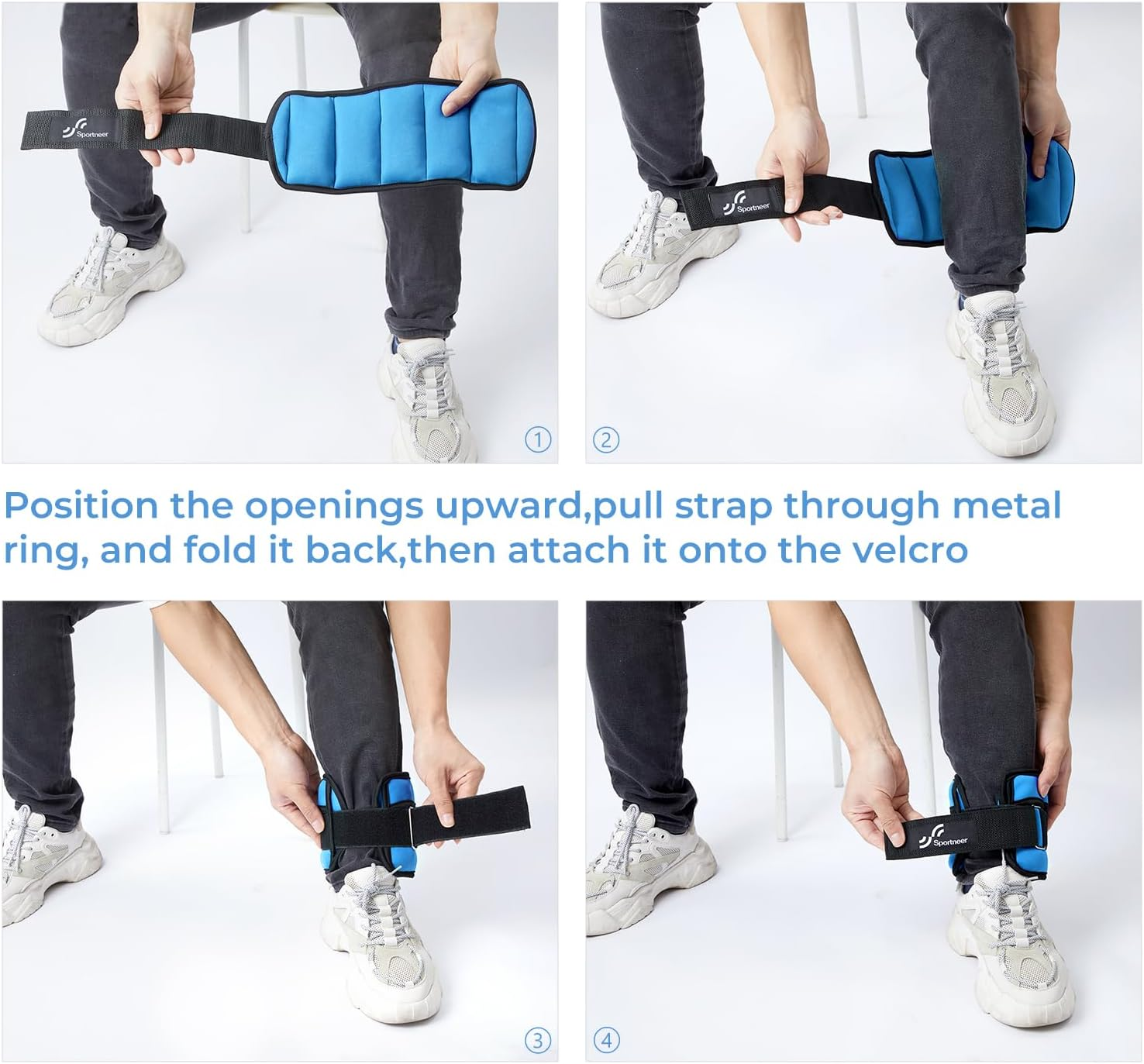 Adjustable Ankle Weights: Sportneer 1 Pair 1.27/2.45/3.6/4.8/5.9 Kg Kg Wrist Weights Arm Leg Weighted Ankle Weight for Indoor Outdoor Exercises Walking Women Men, 1.27 Kg per Ankle, 5.9 Kg per Pair image number 5
