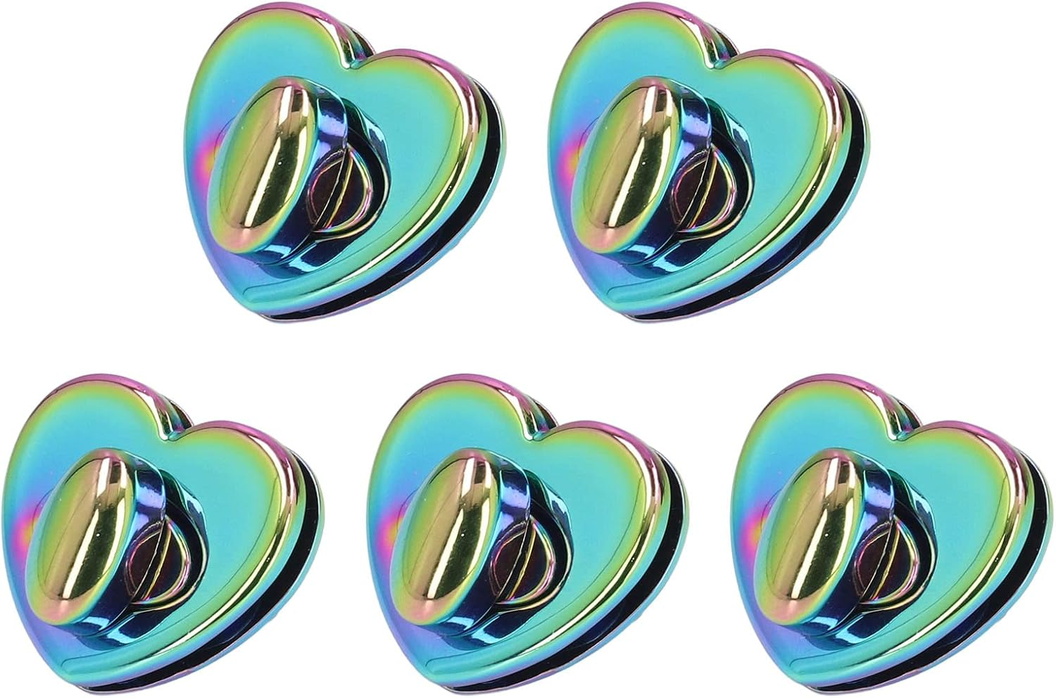 RIZGHWOY Vintage Heart -Metal -Locks Locks Long DIY DIY Wallet Bags, Colorful Hardware for Pocket Accessories [5 Sets]