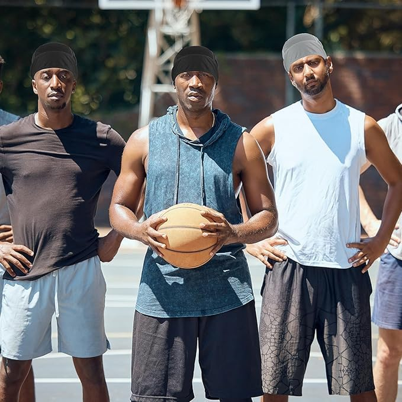 2 Pcs Bandanas Skull Caps Head Wrap Sweat Rags Durags for Men Women Gym Beanie for Cycling Motorcycle image number 3