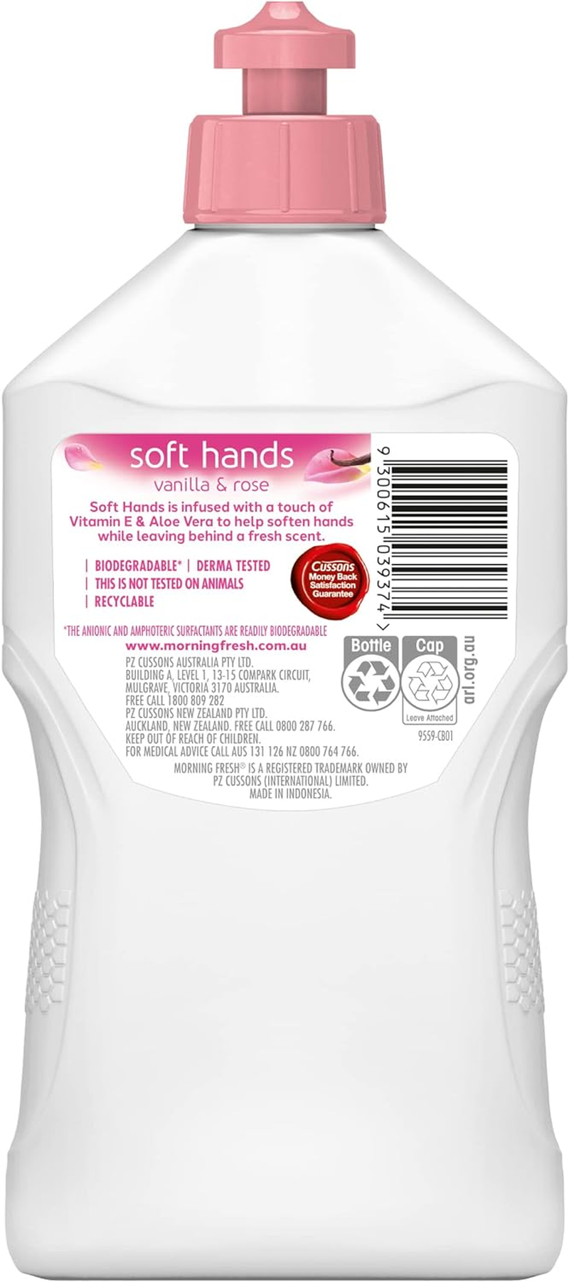Morning Fresh Vanilla and Rose Soft Hands Dishwashing Liquid 350 Ml (Pack of 12)