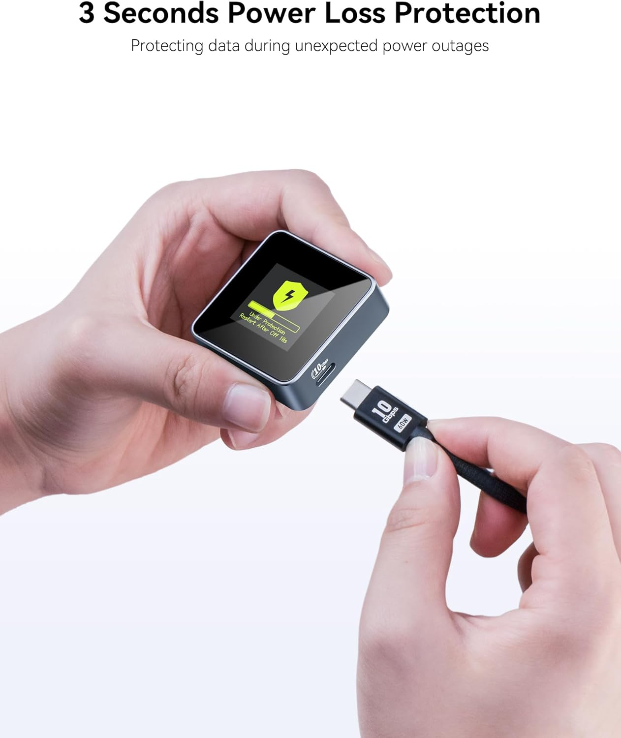 DOCKCASE Pocket M.2 Nvme SSD Enclosure,Support 3S PLP Prevents Write Data Loss,Usb 3.2 Gen 2 Type-C (10 Gbps), Fits Nvme Pcie, Exclusive to Size 2230,Support M-Key B+M Key UASP&hellip; (Grey) image number 3