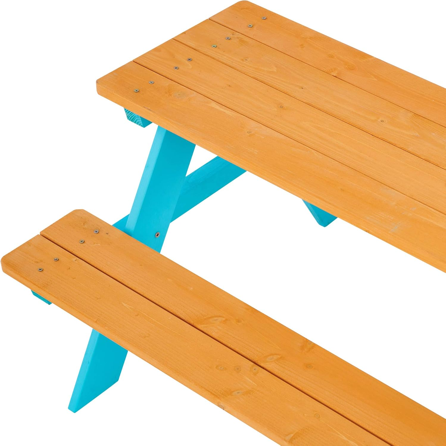 Teamson Kids Outdoor Picnic Table & Bench Set, Aqua/Natural image number 5