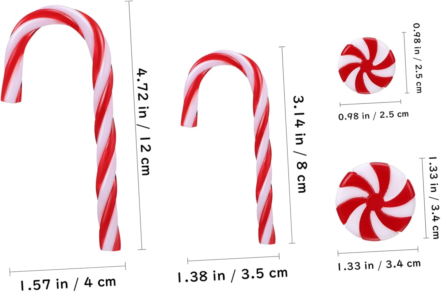 60Pcs Candy Decorations Christmas Tree Candy Ornaments Winter Holiday Ceiling Pendant Christmas Sweets Ornaments Candy Cane Decoration Candy Cane Acrylic image number 3