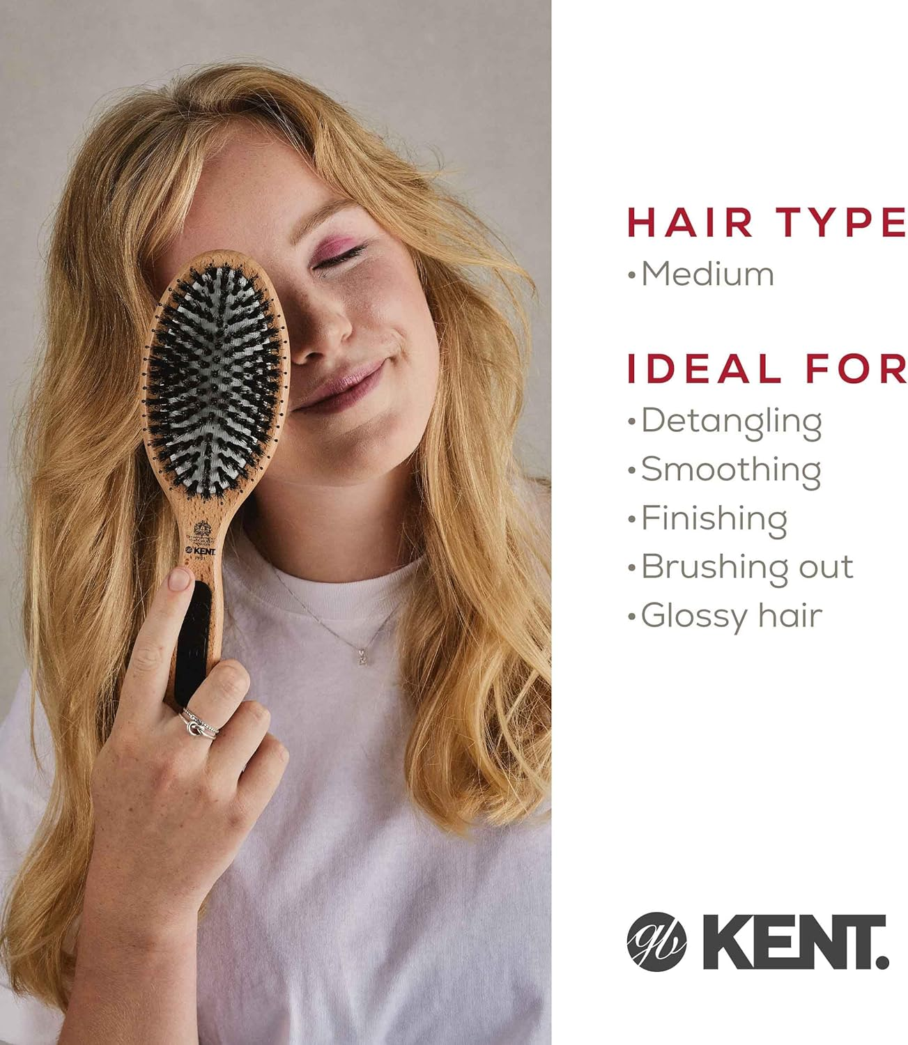 Kent Cushion, Bristle and Nylon Mix Hair Brush, Large image number 3