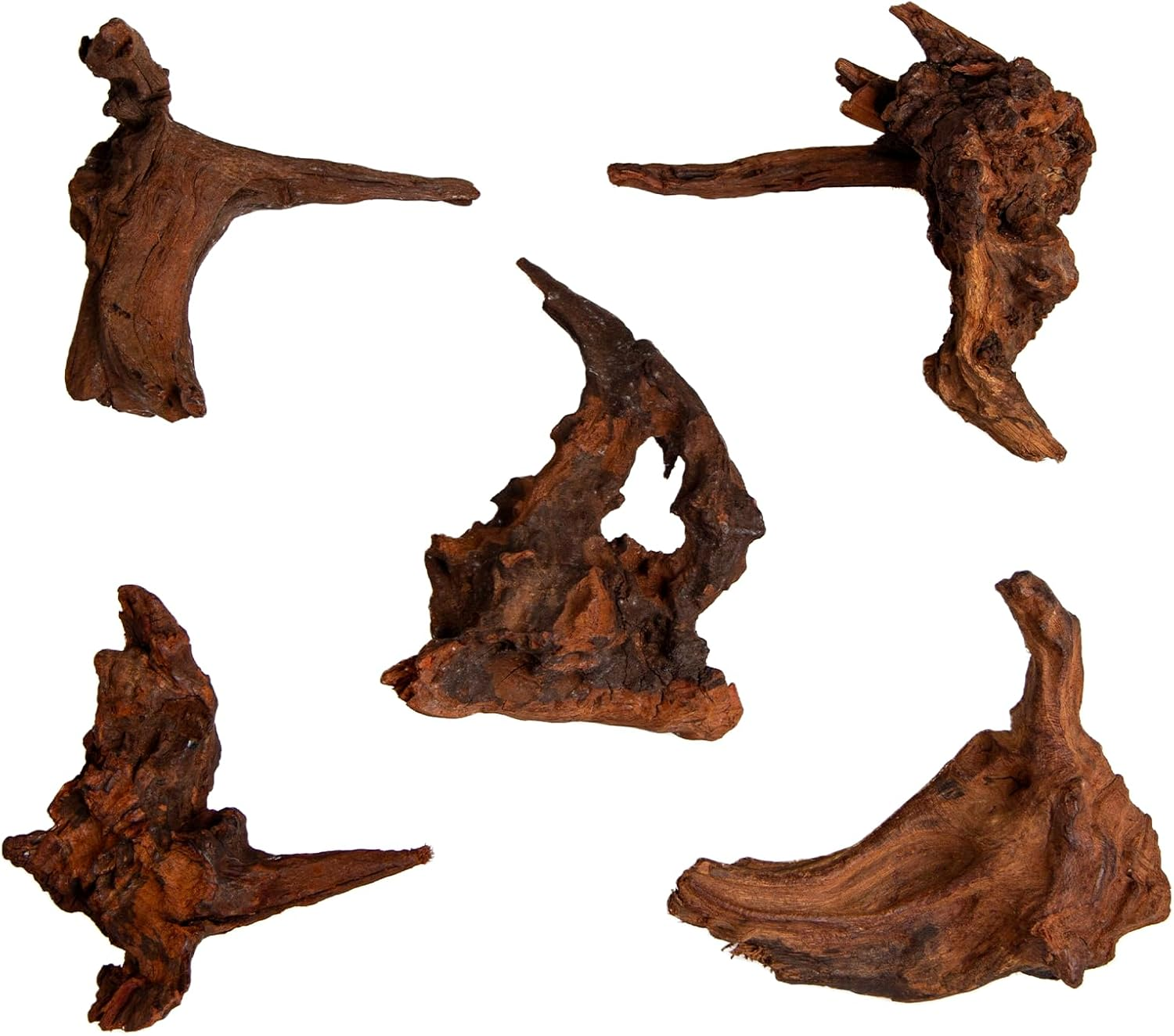 Emours Small Aquarium Driftwood, 2&ndash;6", Natural Twisted Branches, Low-Tannin, Great for Shrimp/Betta & Nano Aquascapes, Also for Reptile Terrariums (5)