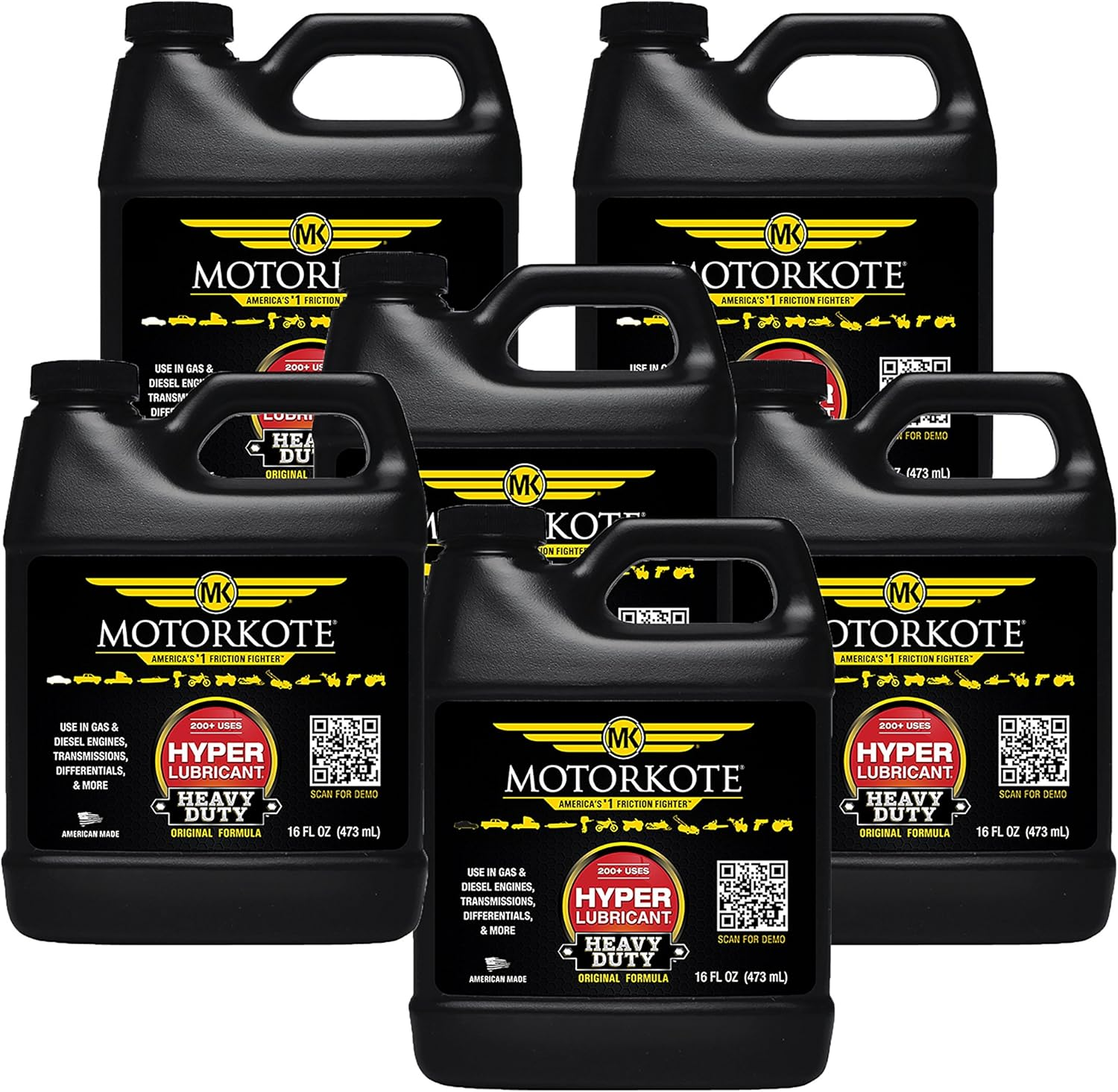 Motorkote MK-HL32-06 Heavy Duty Hyper Lubricant Engine Treatment, 32-Ounce, Single, Black - 16 Fluid Ounces, 6-Pack
