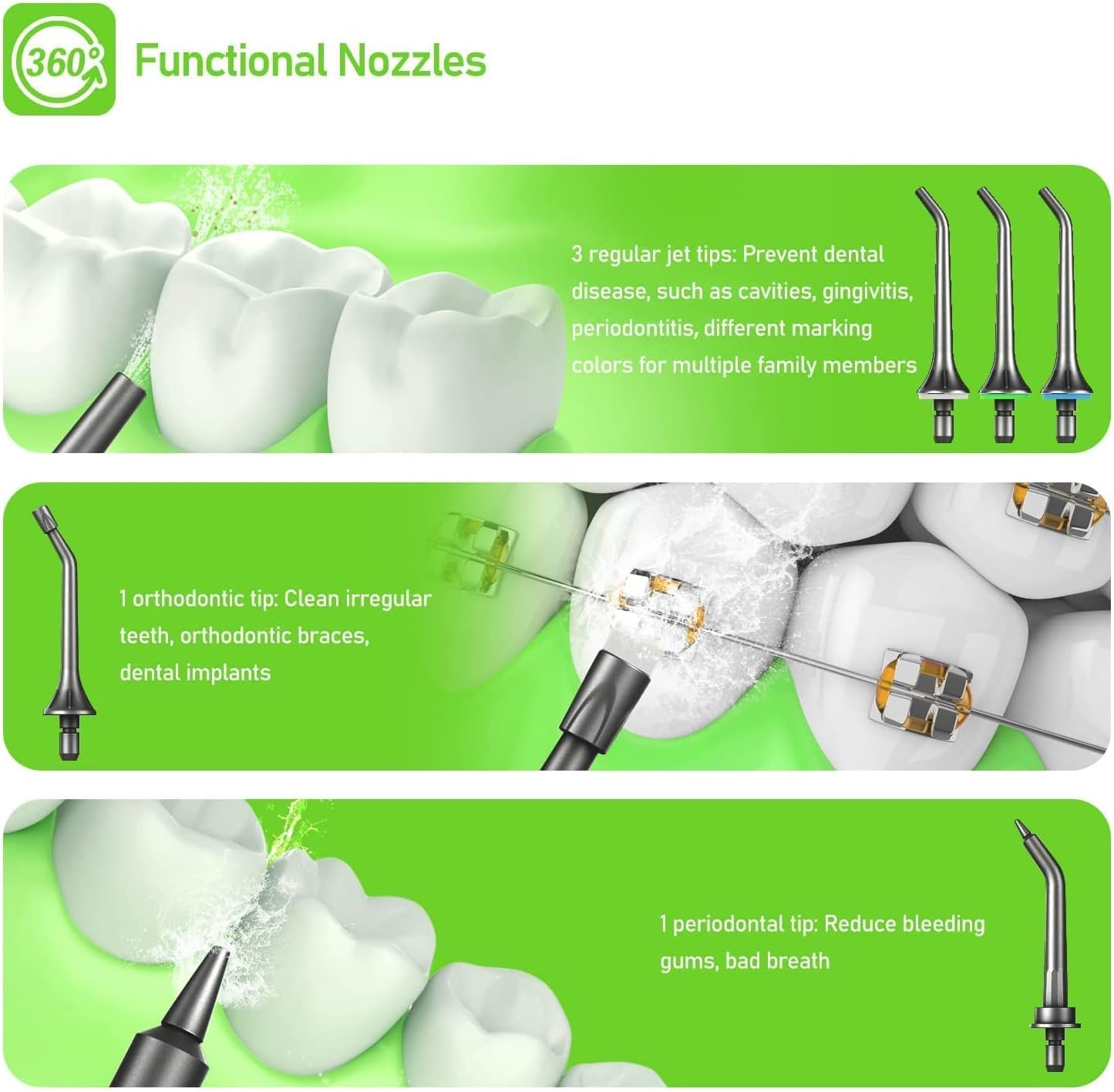 【2025 New Edition】Voinee Water Dental Flosser Oral Irrigator for Dental&Oral Care with 8 Tips 5 Modes 6 Pressure Levels IPX7 Waterproof 300ML Water Tank Low Noise Long Lasting,Portable Cordless Rechargeable Teeth Cleaner for Home&Travel image number 4