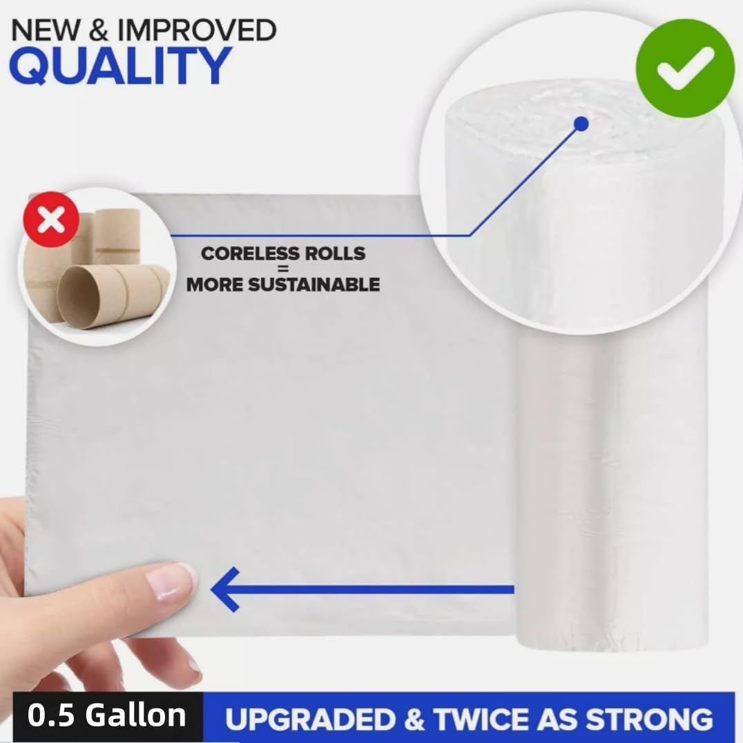 300 Pcs Clear Strong Tiny Garbage Bags for Mini Desk Trash Can, Bin Liners for Mini Desktop Bin, 0.5 Gal Trash Bags Small, Food Waste Bags, Bathroom Office Car Trash Bags (Transparent) image number 4