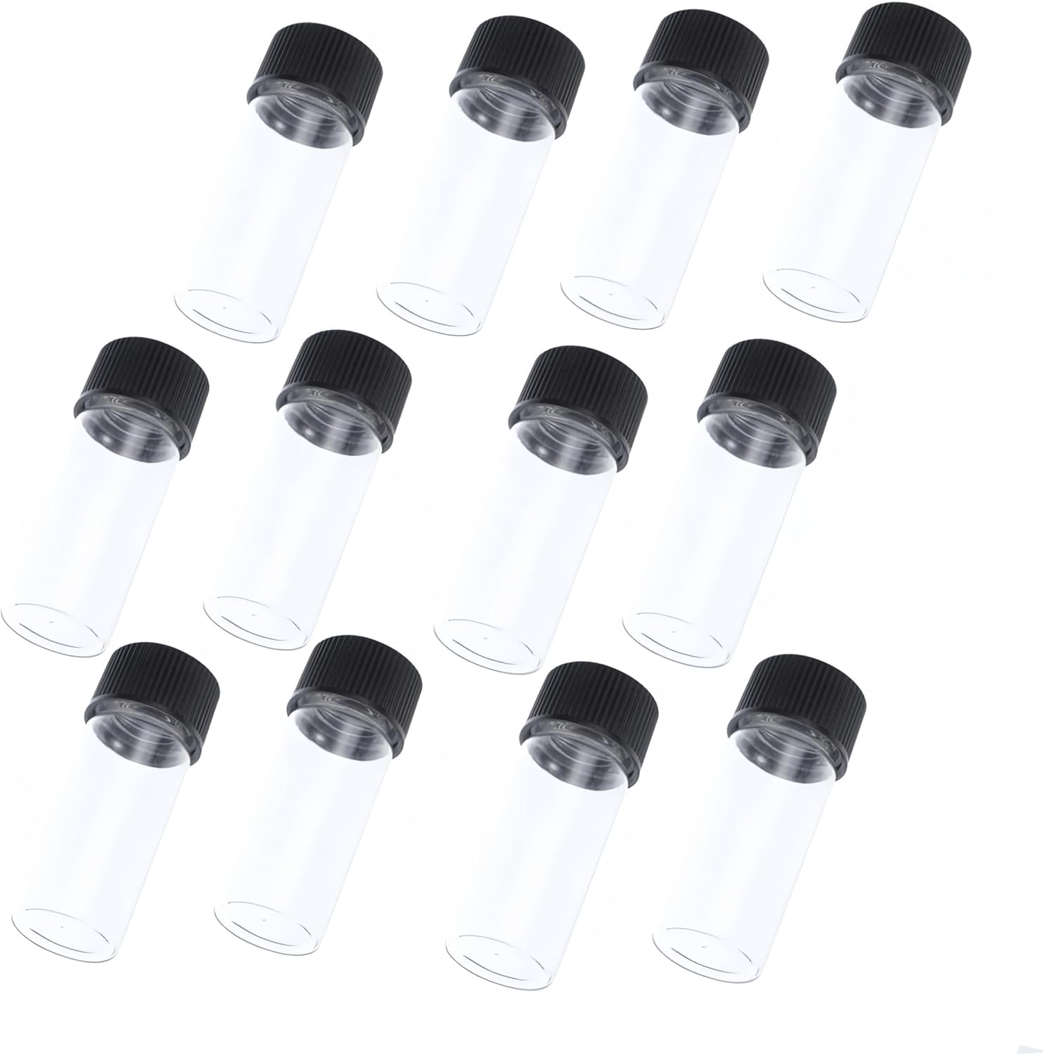 20Ml Glass Vials, 12 Pcs Screw Cap Beads Bottles, Bottled Transparent Test Tubes, Sample Vials, Containers Flat Test Tubes Solid Bottle, Refillable Empty Small Bottle for Sealed Small Bottles