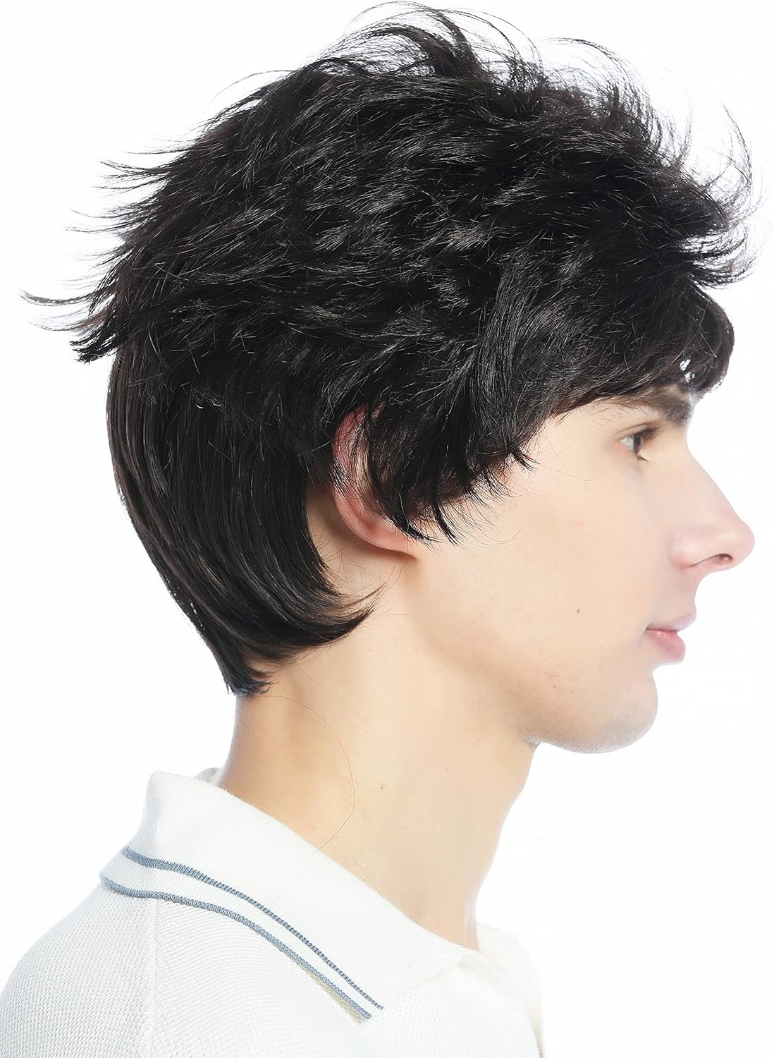 WIG ME up - M-252A-6 Wig Men Women Short Retro 80S Toupeed Wild as Uncombed Brown image number 2