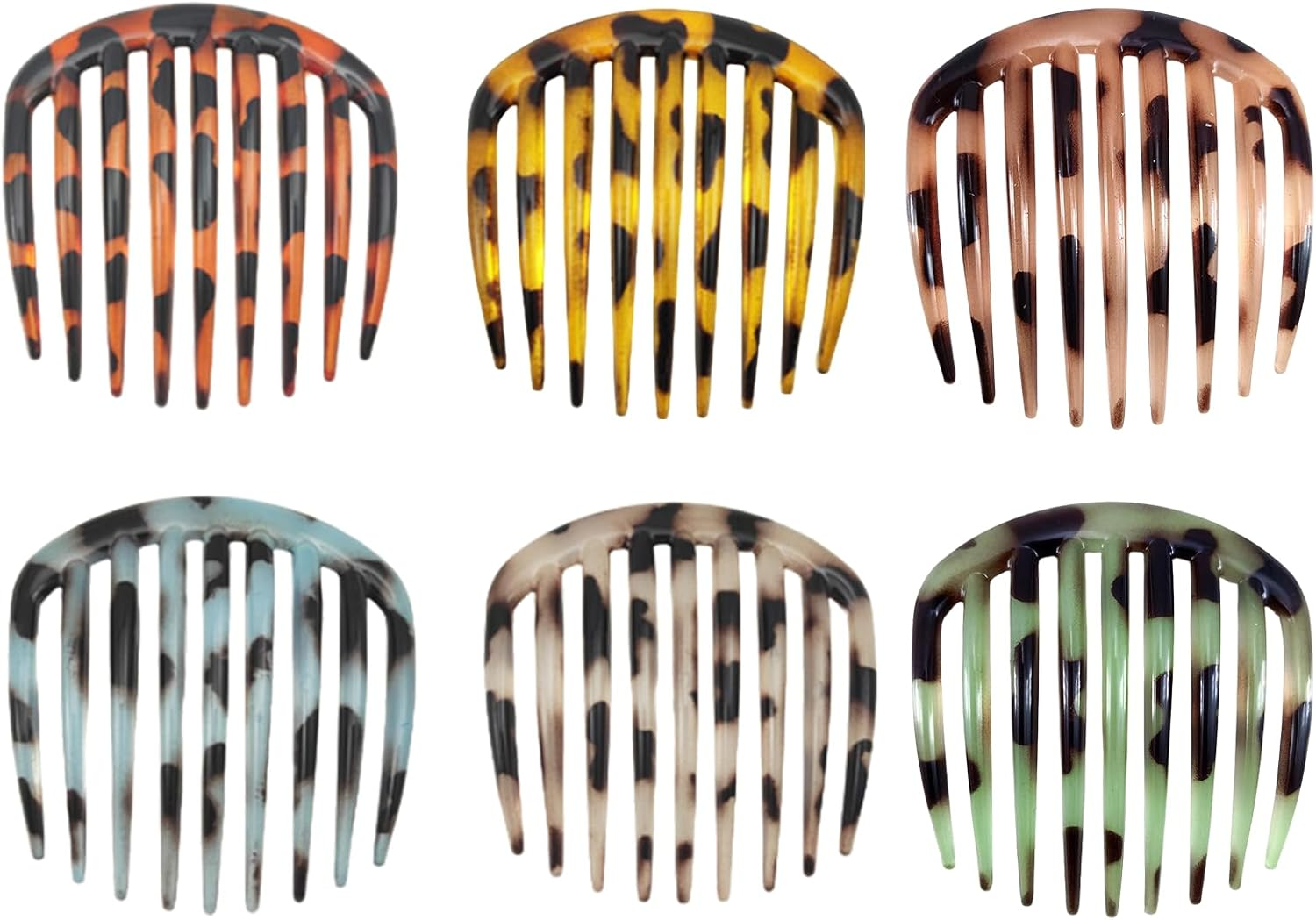 SSKHE 6PCS French Twist Comb French Hair Comb Retro Celluloid Hair Set 9 Teeth Non Slip Clips Styling Accessories for Women and Girls Multicolour