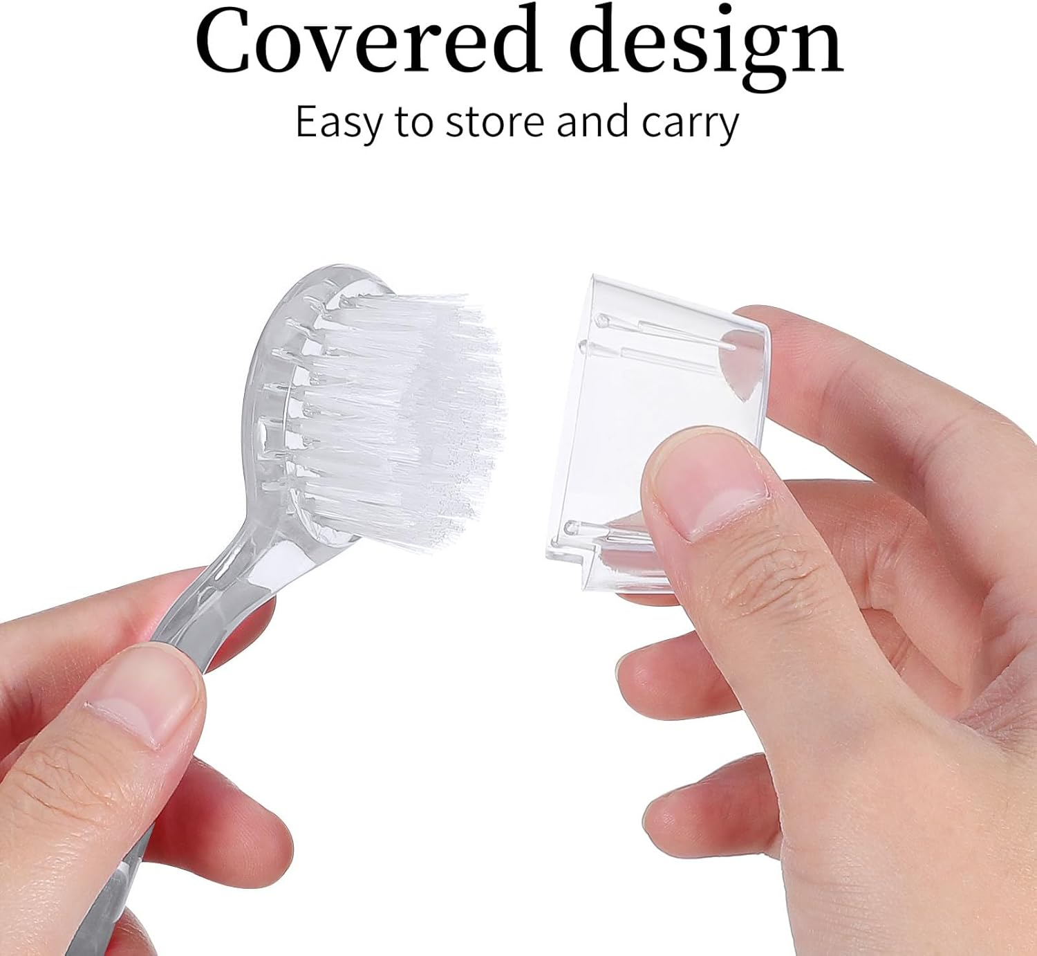 3Pcs Cleaning Brush Hand Grip Nail Manicure Supplies Nail for Cleaning Fingernails Nail Brush Foot Brush Facial Cleansing Brush Toe Brush Pedicure Manicure Brush Nail Scrubber (Transparent, 12.8*2.5CM) image number 2
