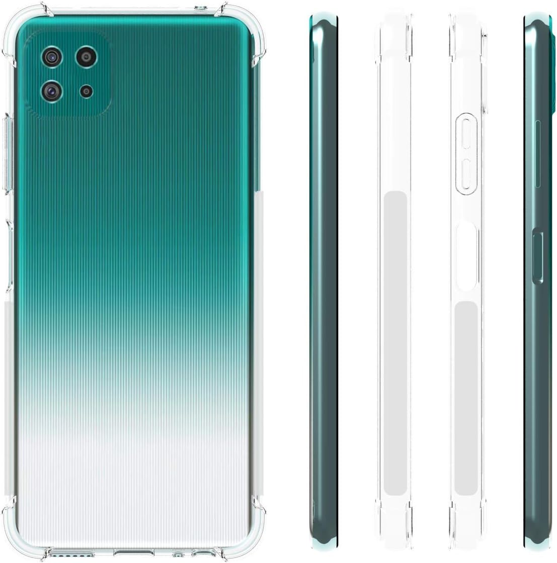 USTIYA for Samsung Galaxy A22 5G Case Clear TPU Four Corners Cover Transparent Soft image number 4