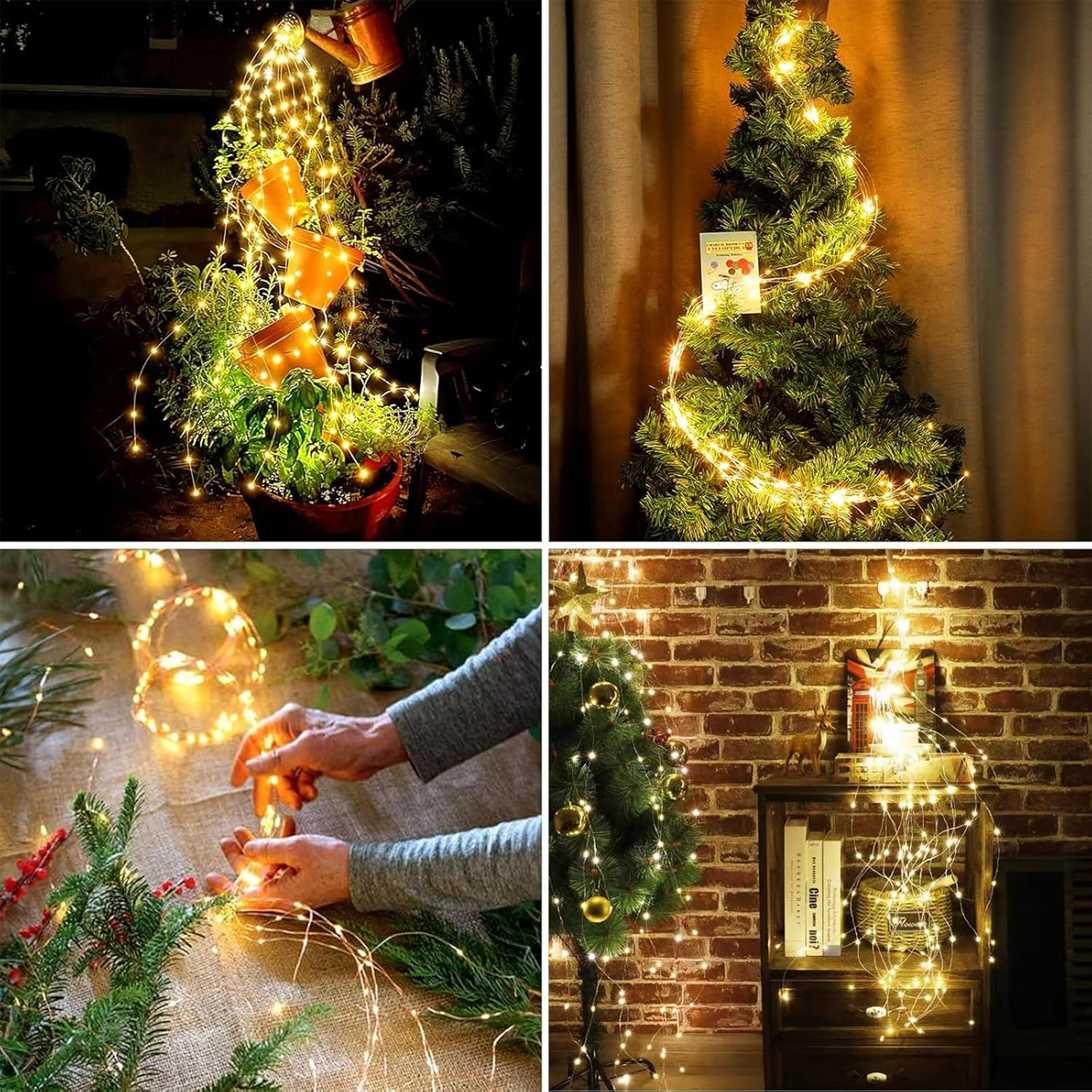 Koboko Solar Fairy Lights Outdoor Warm White 10 Strands with 100 Leds 1 Meter Length Waterproof Garden Decoration