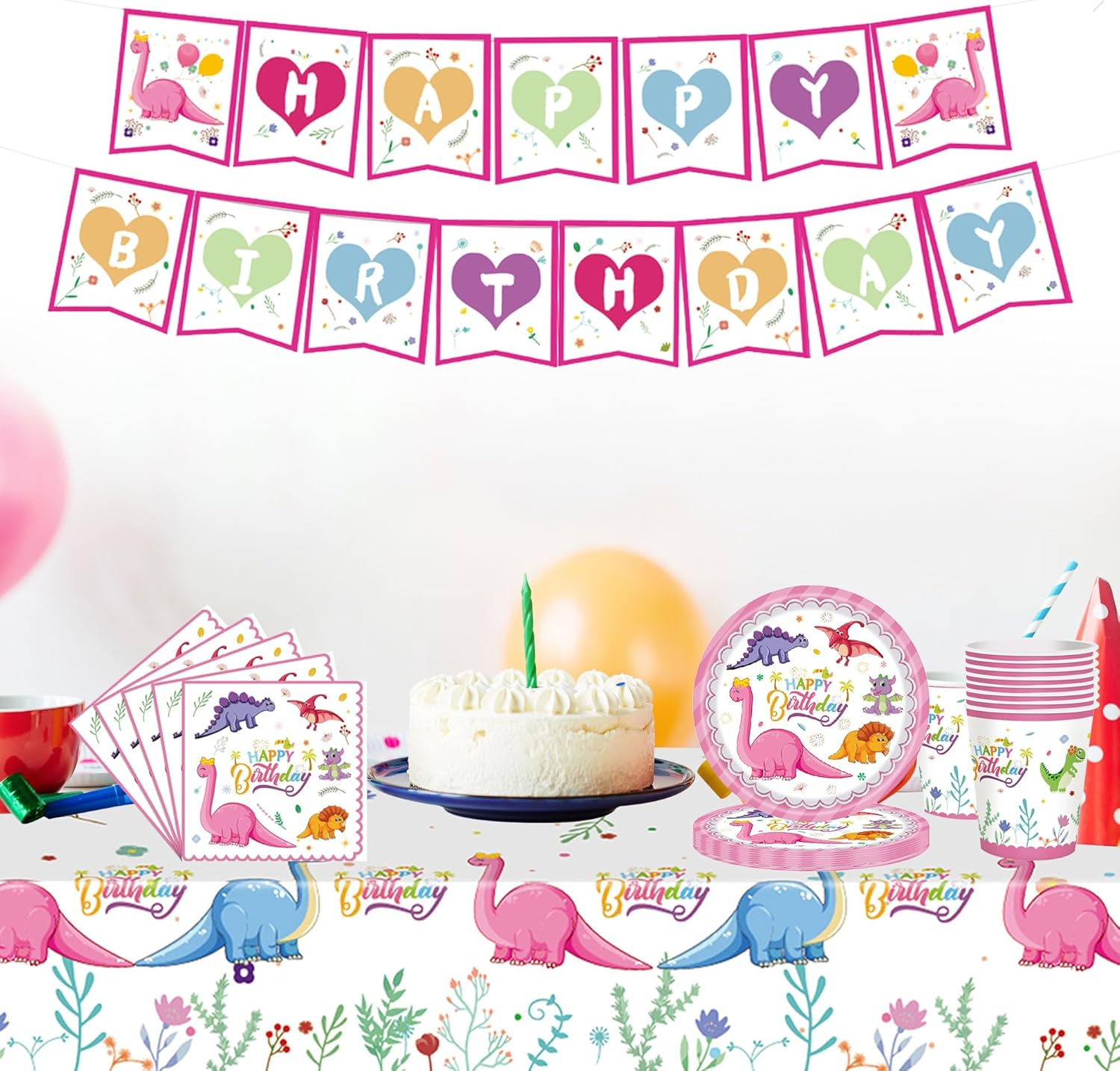 54Pcs Green Dinosaur Animal Party Tableware Decorations for Boy Birthday,Dinosaur Party Table Cloth,7Inch Paper Plates,Dinosaur Party Banner,Paper Napkins for Kids Dino Theme Table Ware Party Favor image number 3