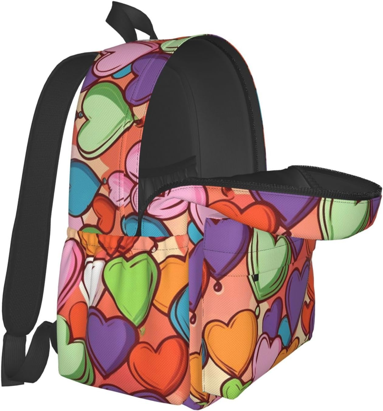 LKVNSWERT - Travel Backpack for Men and Women, Travel Backpack for 15.6 Inch Laptop, Casual Daypack for Weekend - Colorful Heart Pattern. image number 4