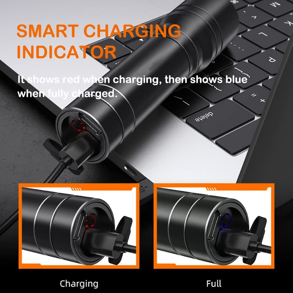 LED Flashlight, USB Rechargeable Flashlights, Bright Lightweight Flash Light, 4 Modes Tactical Waterproof Handheld Flashlight for Camping, Running, Hiking and Emergencies (Black) image number 3