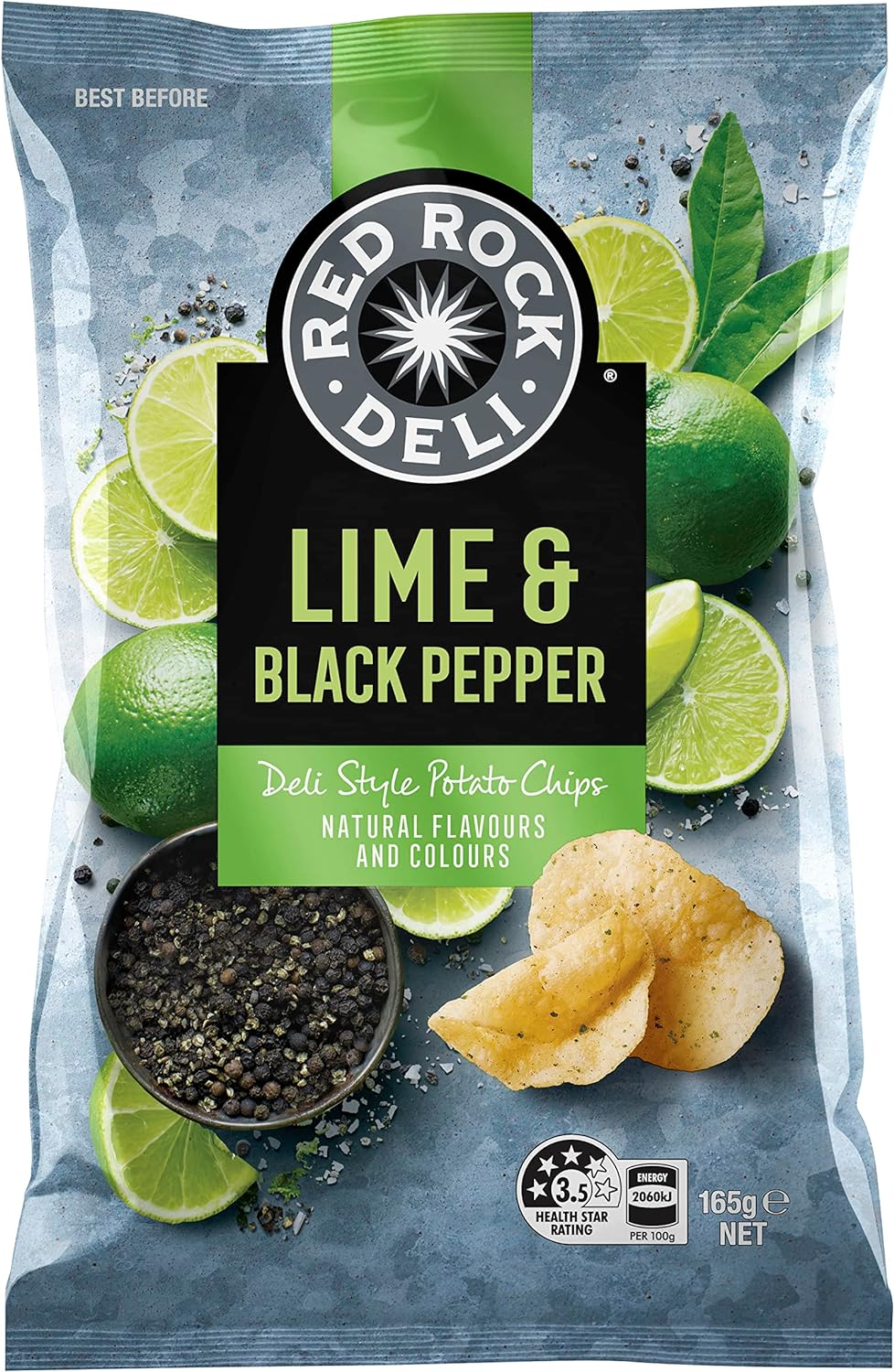 Red Rock Deli Potato Chips Share Pack Lime & Pepper 165G