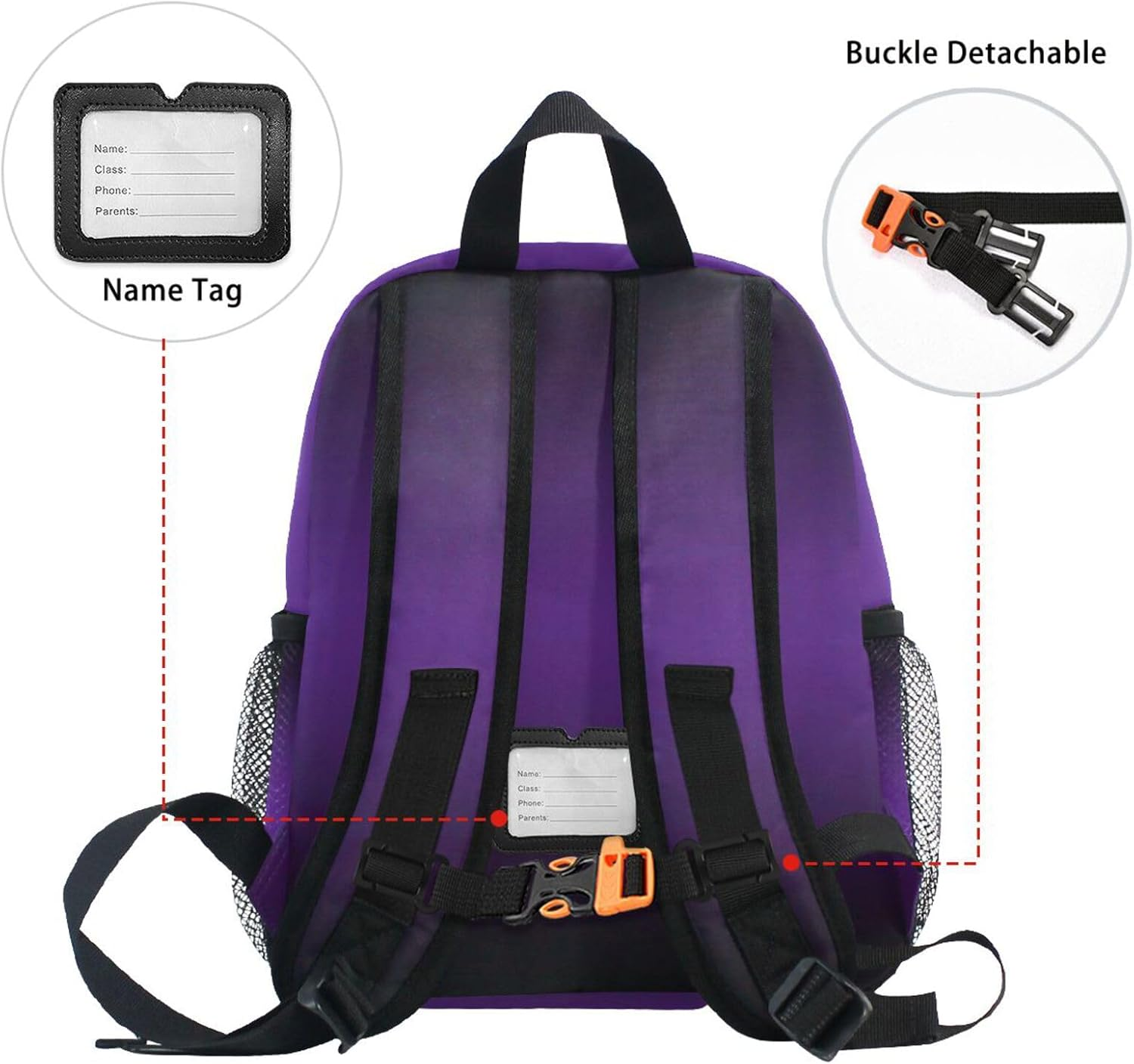 RPLIFE Backpack for Toddler Girls Boys, Royal Purple Black Gradient Travel Backpack Mini Kids School Backpacks, 3-8 Years image number 5