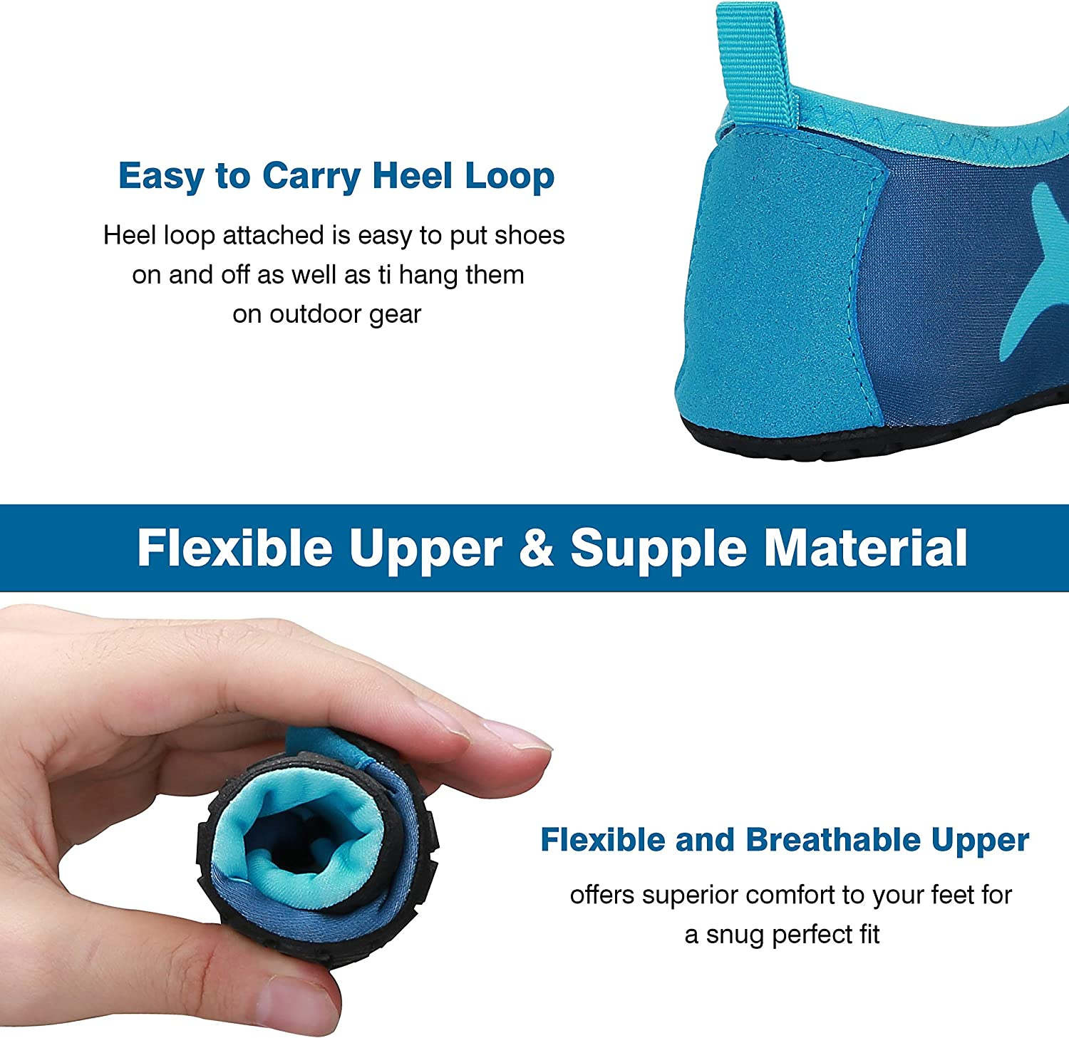 JOTO Water Shoes for Kids, Children Barefoot Quick-Dry Aqua Water Socks Slip-On Swim Beach Shoes for Girls and Boys Toddler -Navywhale image number 5