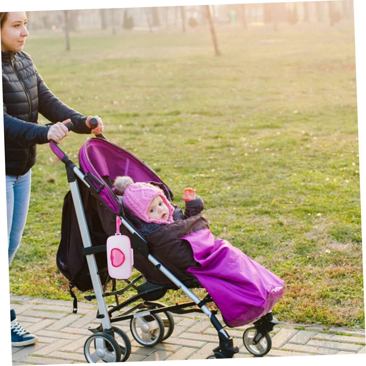 Generic 2Pcs Boxes Love Wet Tissue Box Reusable Wipes Pouch Dispenser Stroller Product Bin Cable Bag Wipes Cover Wipe Container Hanging Accessories Kit Holders Pp Plastic image number 5