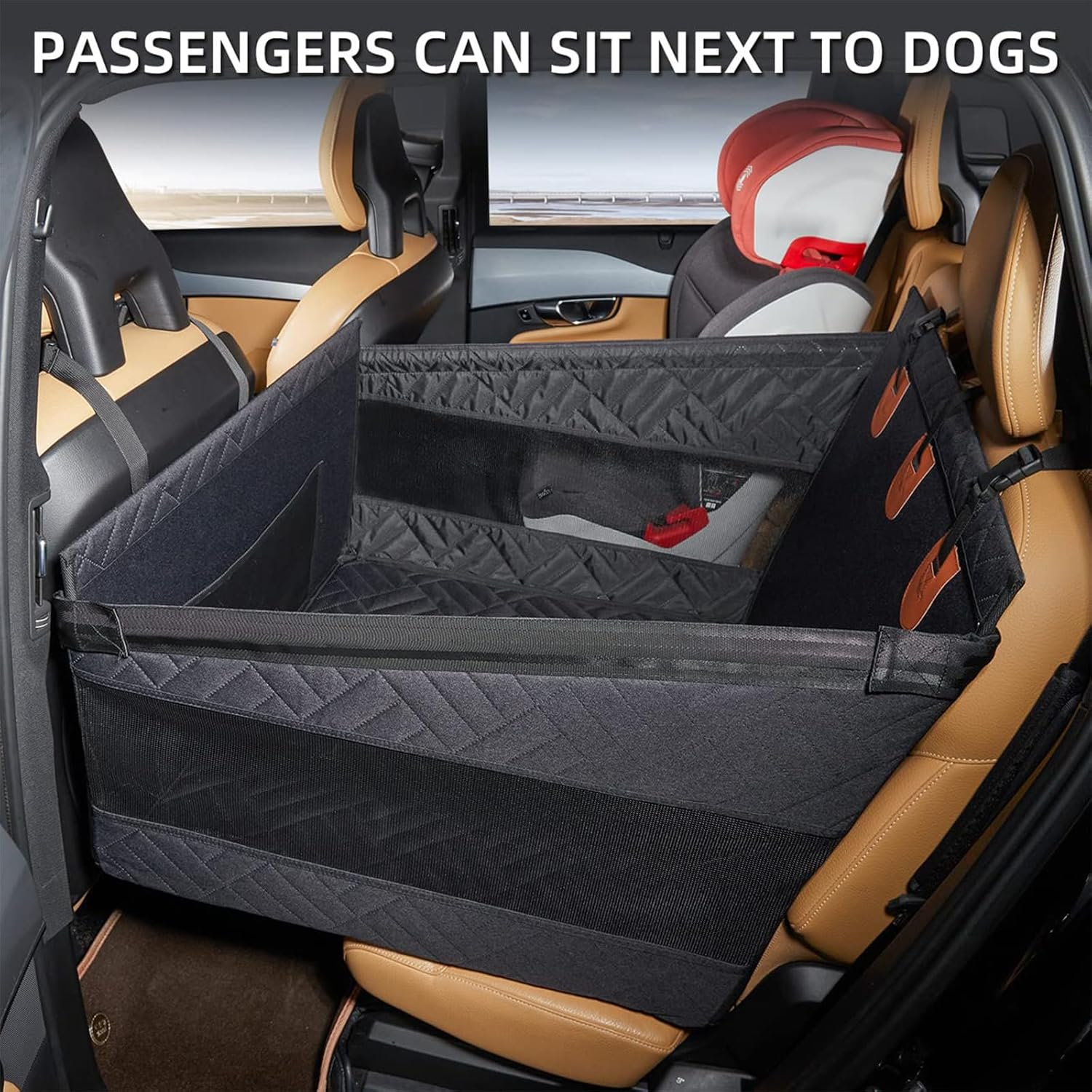 Cozioz Large Dog Car Seat with Back Seat Extender, Waterproof Pet Bed and Car Hammock for Medium & Large Dogs, Backseat Cover for Travel &ndash; Black (L Size) image number 1