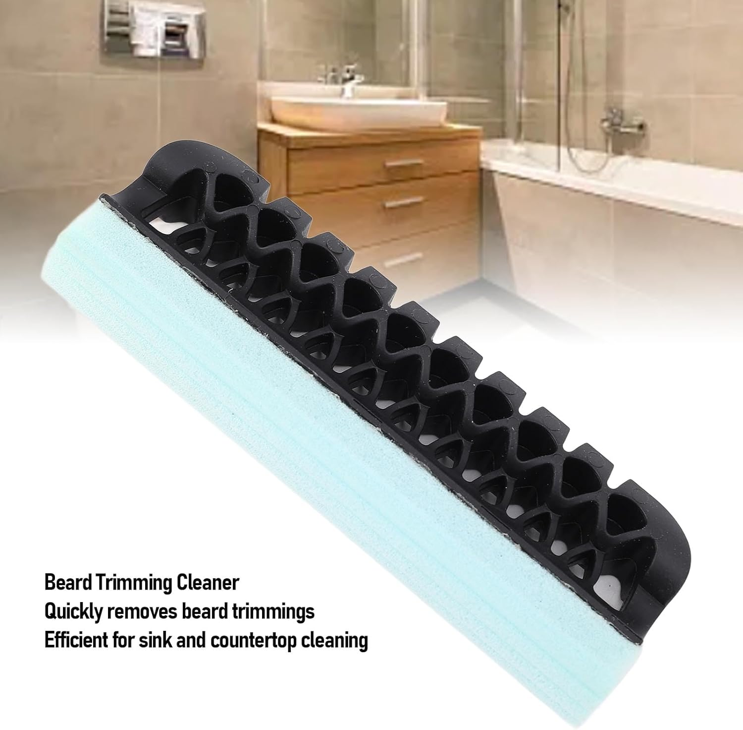Beard Bar Cleaning Tool for Menn,Flexible Sponge Strip Beard Hair Catcher Cleaning Tool for Sink, Fastest and Most Effective Way to Clean up Beard Trimmings and Hair from The image number 3