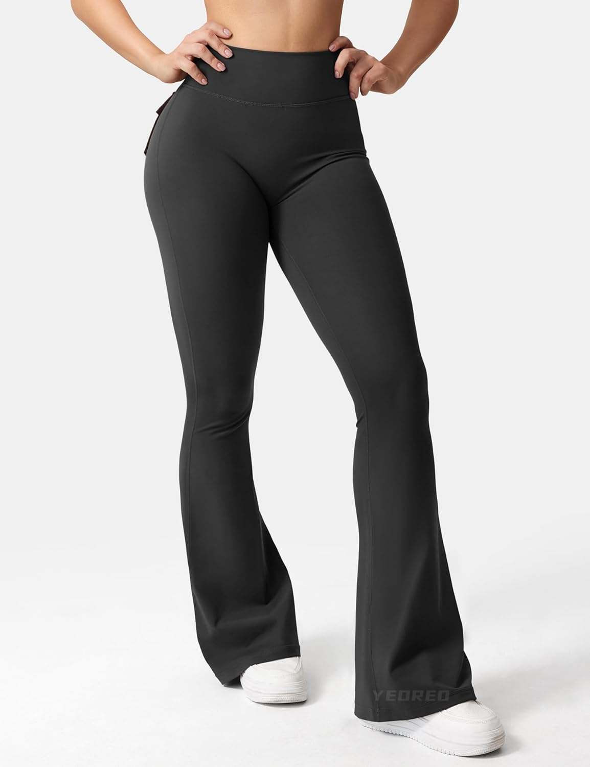 YEOREO Coreflex Flare Leggings with Pockets for Women 31.5" Scrunch Workout Leggings Butt Lifting Gym Yoga Pants image number 2
