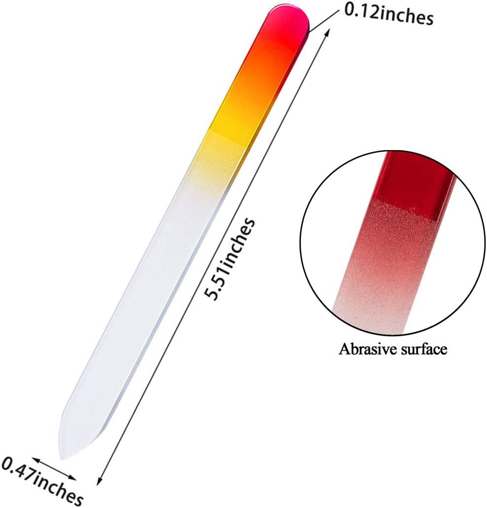 5 Pack Glass Nail Files with Case Crystal Glass Fingernail Files Double Sided Glass Nail File Mixed Color Manicure Set for Gentle Nail Care Christmas Gifts Stocking Stuffers for Women image number 3