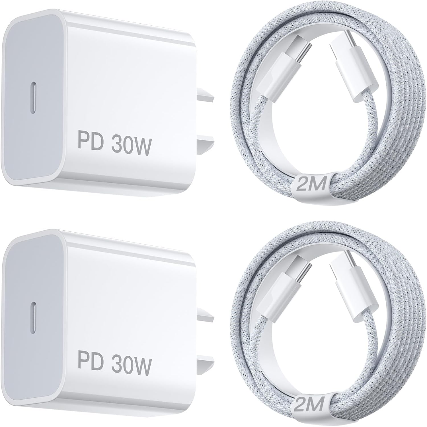 30W USB C Fast Charger Iphone 17 16 Charger - USB Type C Wall Charger Block for Iphone Air/17/17 Pro/17 Pro Max/16/16E/Iphone 15/Ipad Pro, 2 Pack PD Fast Charger USBC with 6FT USB C to C Cable image number 6