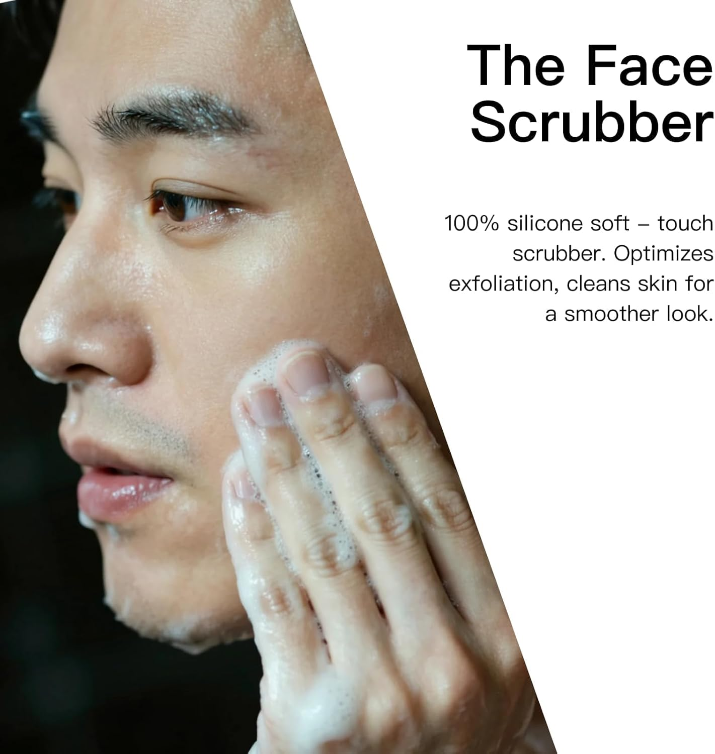 2Pcs Men'S Face Scrubber, Silicone Facial Cleansing Brush, Ergonomic Design for Deep Clean, Removes Dead Skin, Ideal for Sensitive Skin, with Hanging Hole,Charcoal image number 4