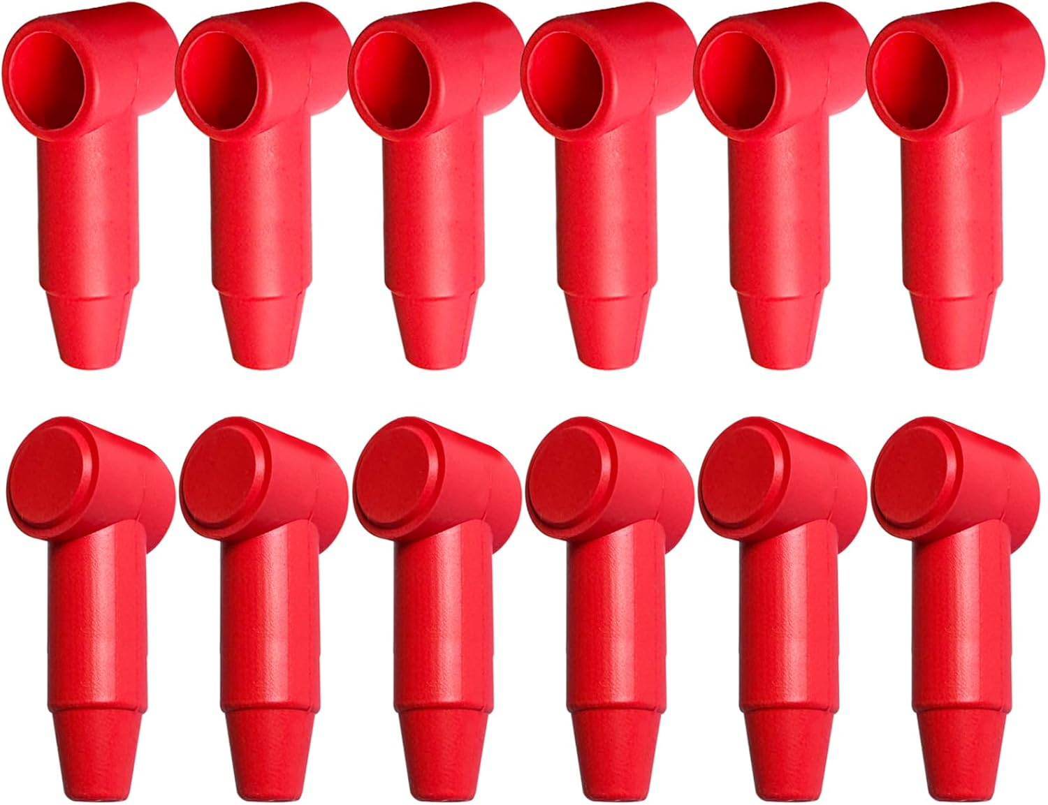 Ampper 12 Pcs Long Silicone 1/4", 5/16" Stud Terminal Covers, Flexible Post Terminal Cover Protector Boot for Battery Power Junction Block Post, Fits 6-1 Gauge Wire (Black)