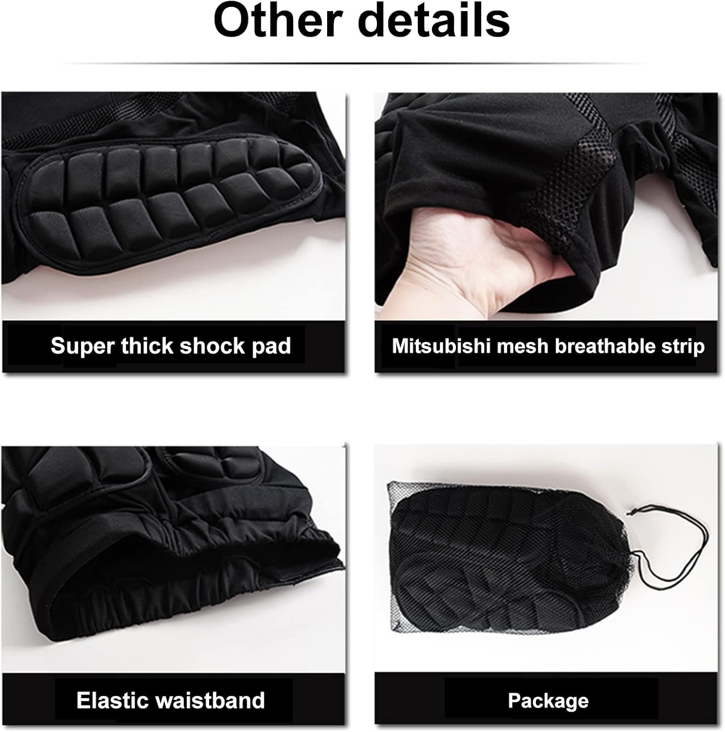 Protective Padded Shorts,Snowboard Hip Protector - Comfortable and Breathable Hip Pads for Men and Women, Hip and Tailbone Protector Crash Pants for Snowboard, Ski, Ice Skating Jmedic image number 6