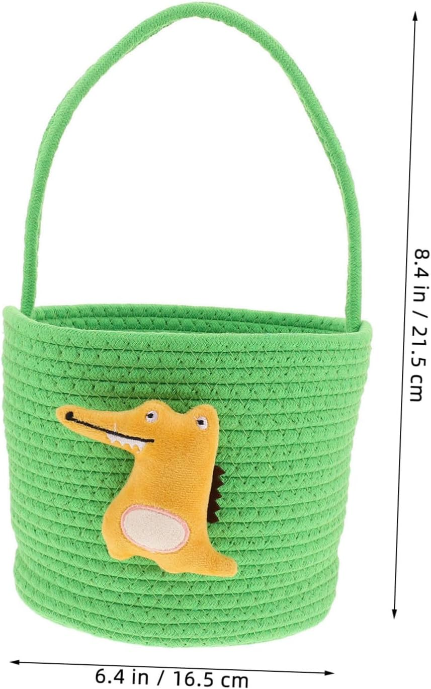 SHOWERORO Small Cotton Rope Basket Versatile Candy Bucket for Diapers Storage Nursery Decor Handwoven Crate for Pet Organizer Halloween Use image number 6
