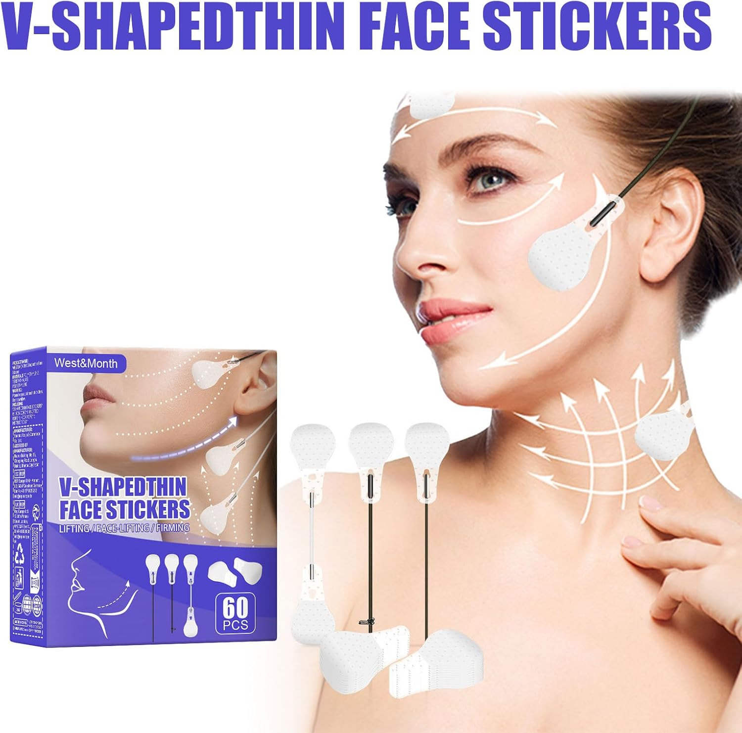 RIBHNXHI Face Lift Tape Invisible, 120Pcs Face Tape for Wrinkles and Sagging Skin, Instant Facelift Strings for Eyes Brows and Neck, Reusable Cosmetic Makeup Tape, Invisible Lifting Tape for Women (White)