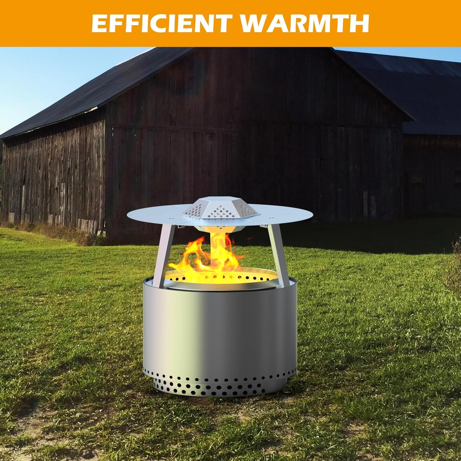 Heat Deflector for Solo Stove Bonfire 19" Accessories Stainless Steel Heat Diffuser for Firepit Captures and Redirects Warmth with Handle and Legs for Outdoor image number 4