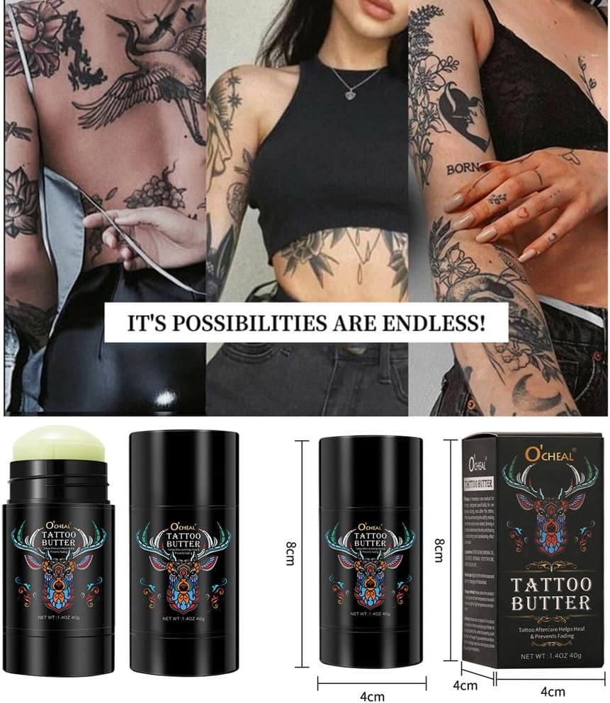 2 Pack Tattoo Aftercare Butter Balm,Tattoo Balm for Old & New Tattoo Moisturizer Healing Brightener for Color Enhance, Natural Organic Tattoo Cream, Daily Tattoo Care Moisturizer image number 5