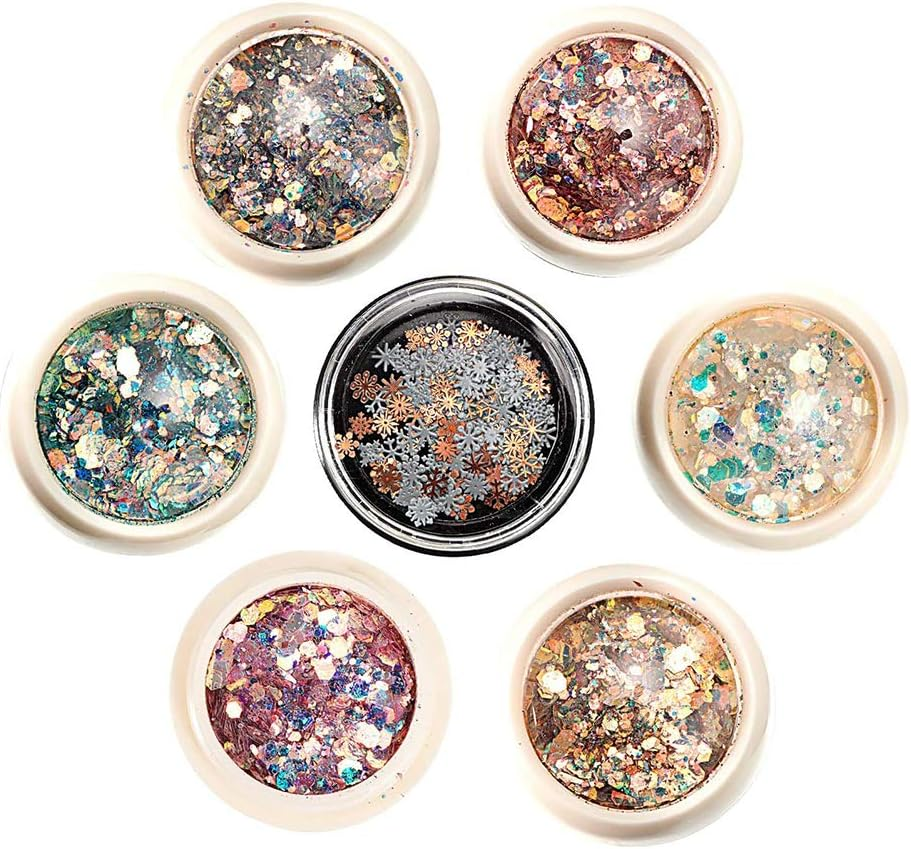 31 Boxes Holographic Nail Sequins Colorful Sticker Nails Art Glitters Flakes Stickers for Christmas Decoration image number 3