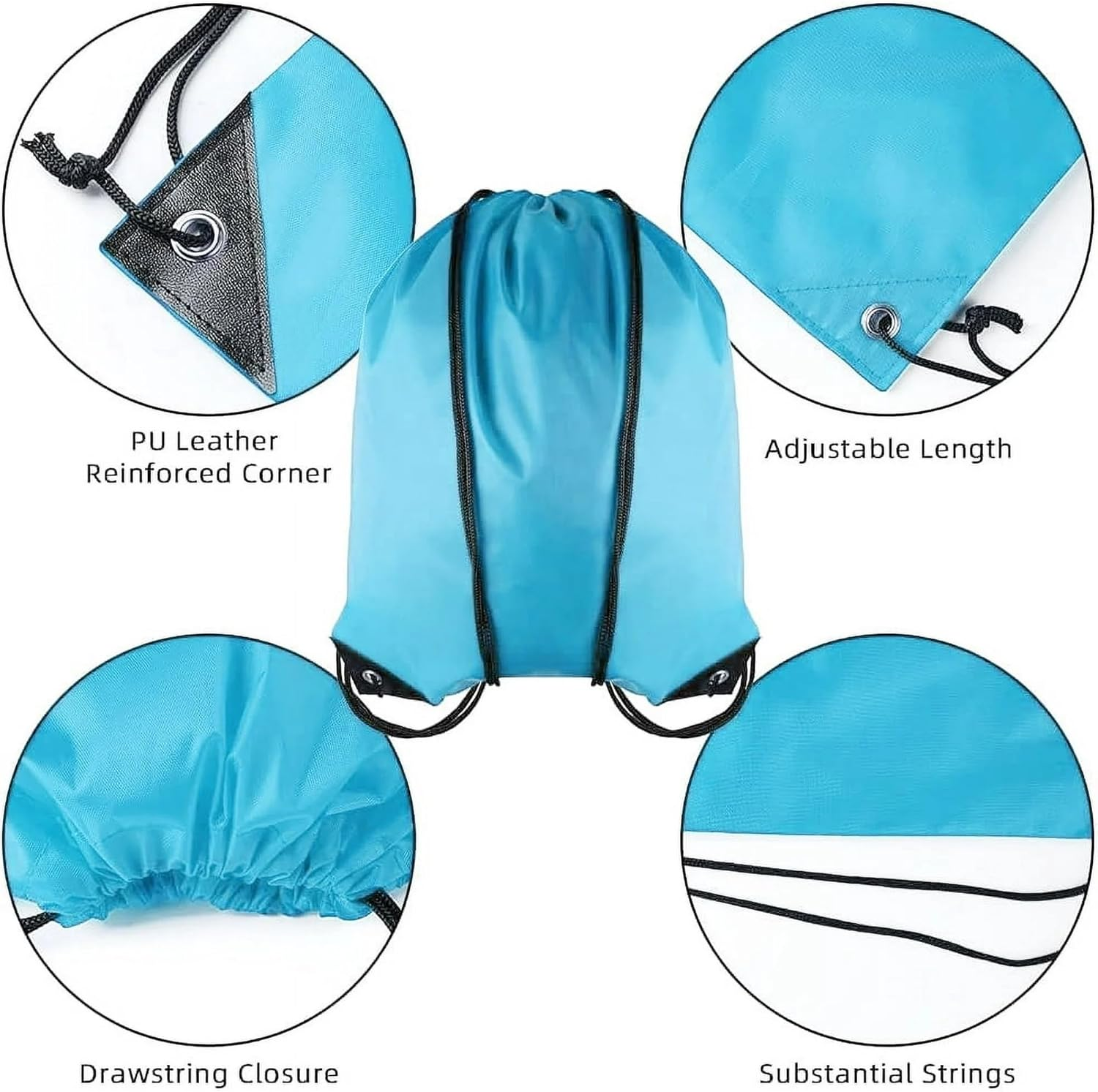 5Pcs Drawstring Backpack Bulk Drawstring Bag Nylon Cinch Sack Backpack Bag,Drawstring Gym Bag,Drawstring Backpack Draw String Bags for Sports,Travelling,Beach and Yoga(Multicolor) image number 2