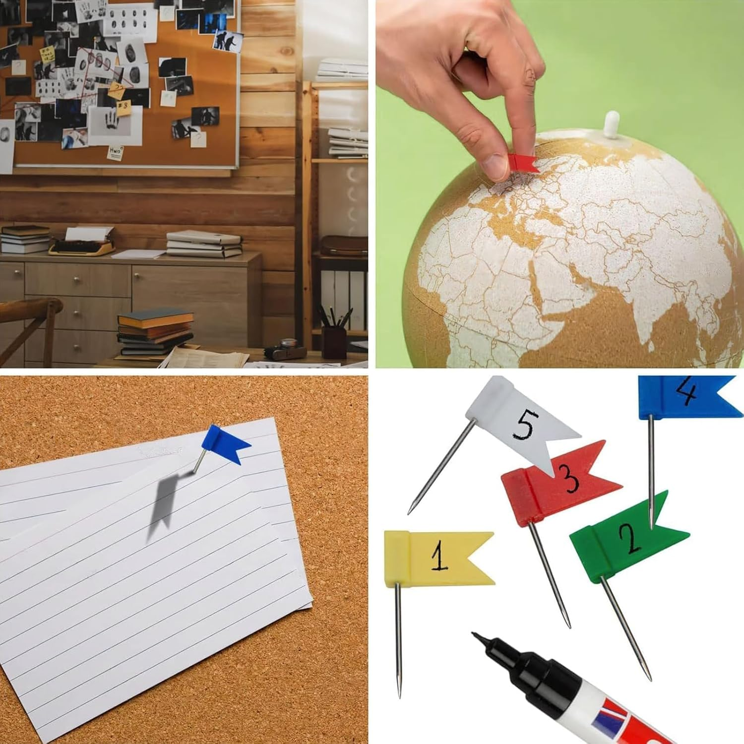 Nlvnmv 100 PCS Map Flag Push Pins, Plastic Head with Steel Point, for Bulletin Cork Board, Picture Hanging, World Map Marking, DIY Craft Projects (8 Assorted Colors) image number 6