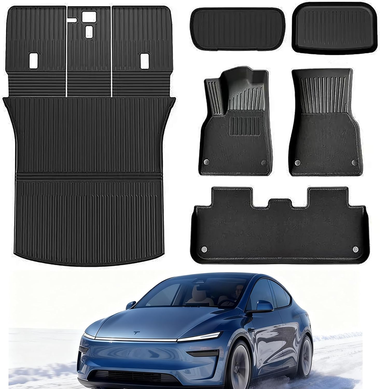 Full Cover Frunk Mat & Rear Lower Trunk Storage & Inner Storage Mat for Tesla Model Y 2026 (Juniper Update) &ndash; Full Coverage, Non-Slip, Easy Clean(Black)