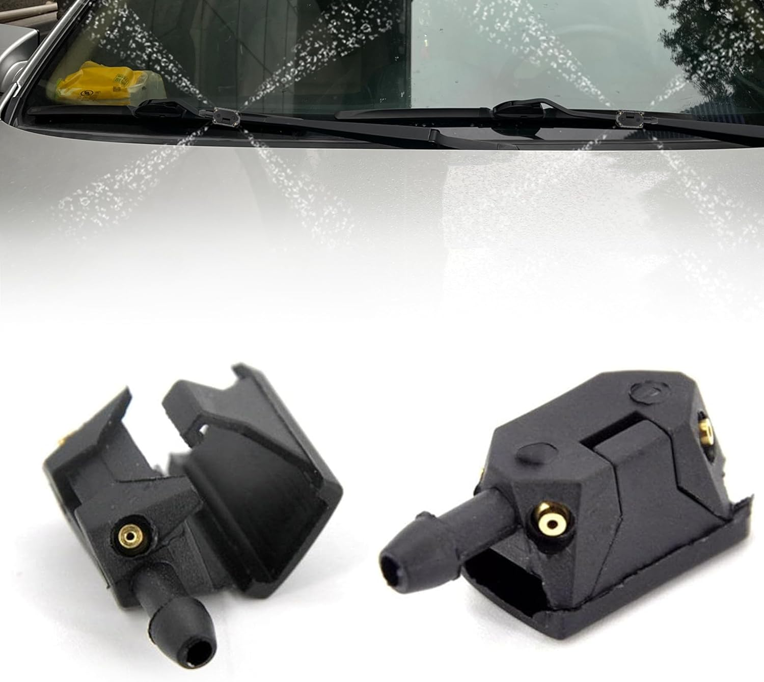Universal Car Windshield Washer Nozzles, 4-Hole Design, 8-9Mm Wiper Arm Compatible, Adjustable Jets (2) image number 6