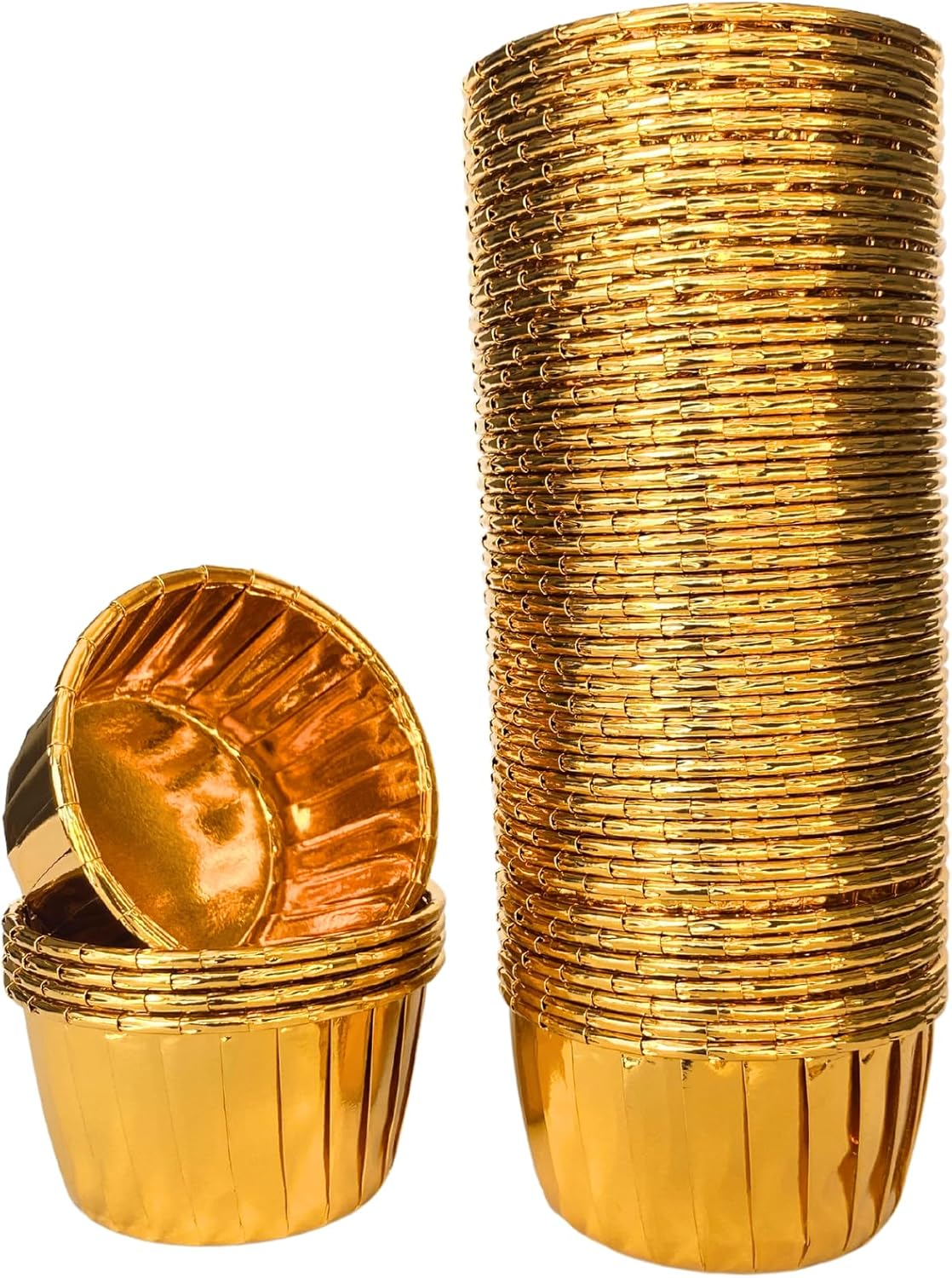 Silver Cupcake Baking Cup Cases, 100 Pieces Muffin Lined Wrapper Papers for Desserts, Little Cakes, Snacks & Muffins, Leakproof Ramekin Foil Patty Pans (Silver)