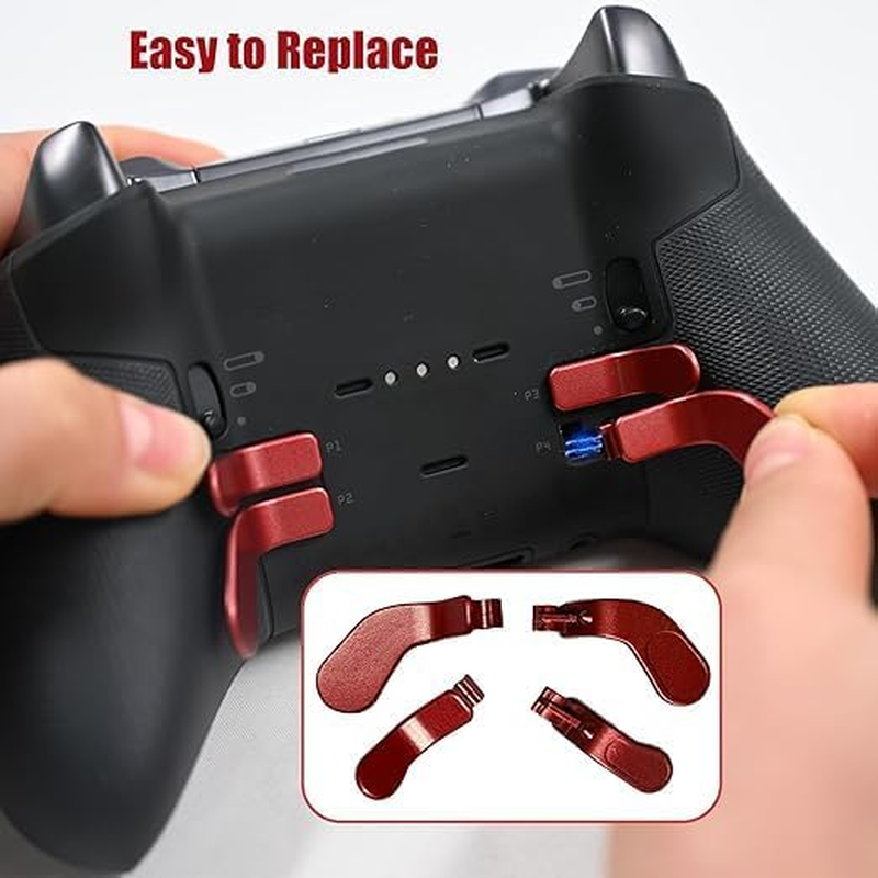 4 Pcs Elite Controller Paddles for Xbox Elite Controller Series 2,Metallic Interchangeable Paddles Hair Trigger Locks Replacement Parts for Xbox Elite Series 2 Core(Dull Red) image number 3
