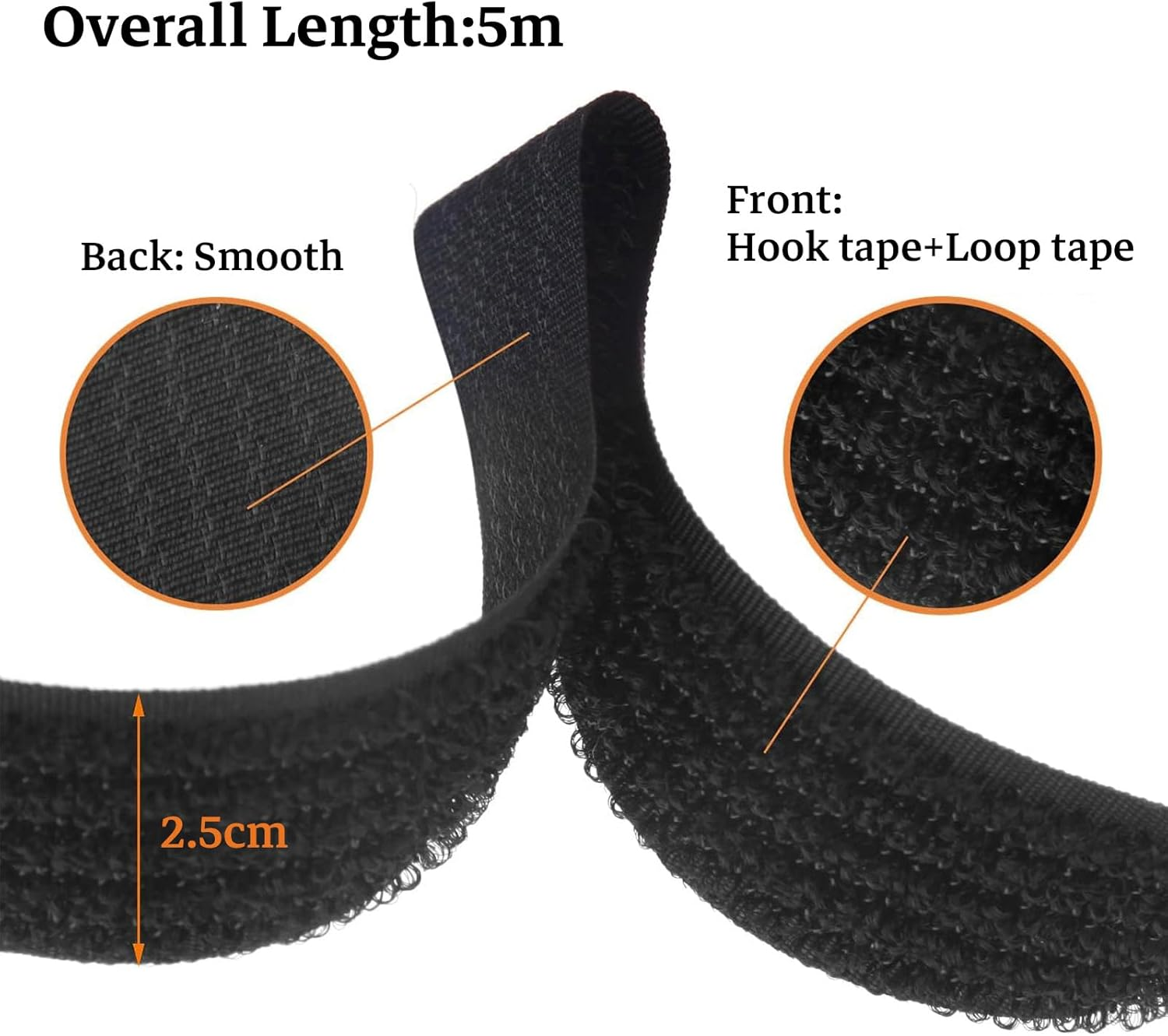 Tzylomirx Cable Ties - Hook and Loop Cable Straps, Adjustable, Free Cut Length, with Buckles for Cable Management and Cord Organizing, Securing Cord Ties with 25 Buckles(Width:2Cm, Length:5M) image number 3