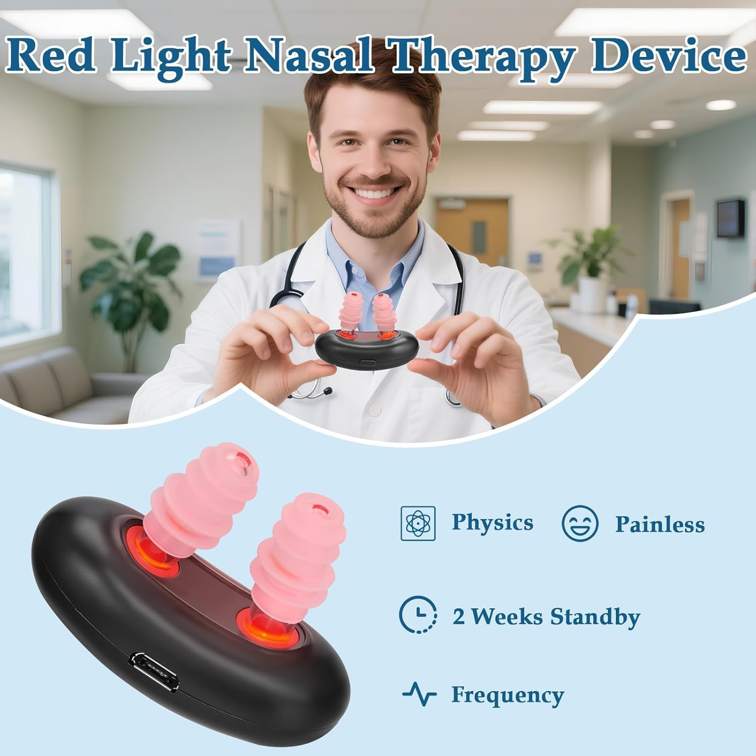 Lim Energy Red Light Therapy for Nose - Nasal Red Light Therapy Device,Led Nasal Soothing Device with Portable Design, Usb-Powered Red Light Therapy Instrument image number 1